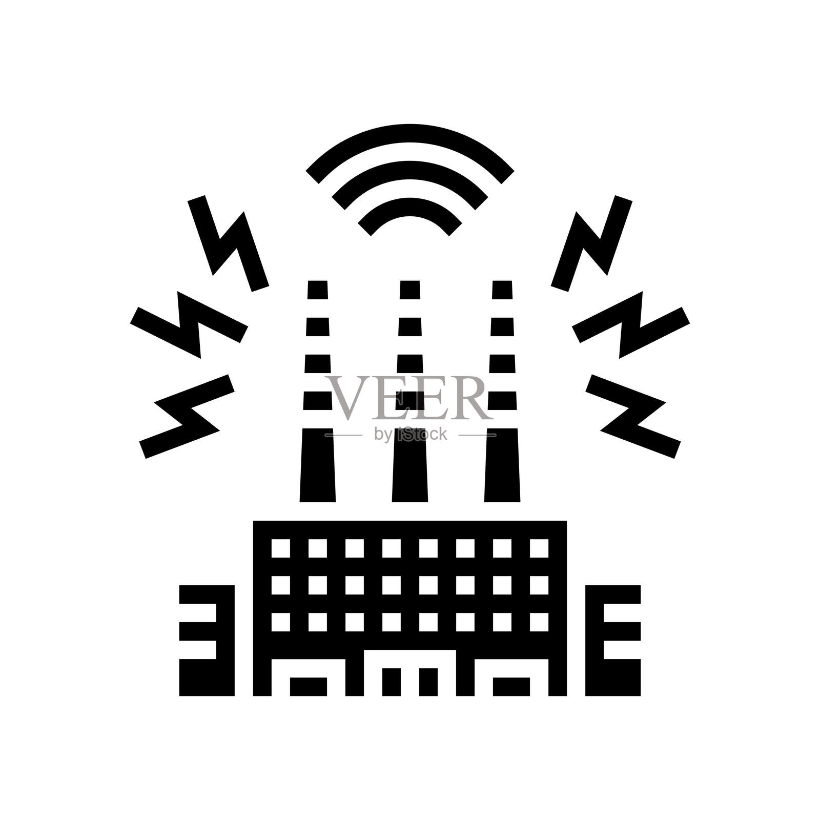 工厂排气管中可见的声波图标矢量插图插画图片素材