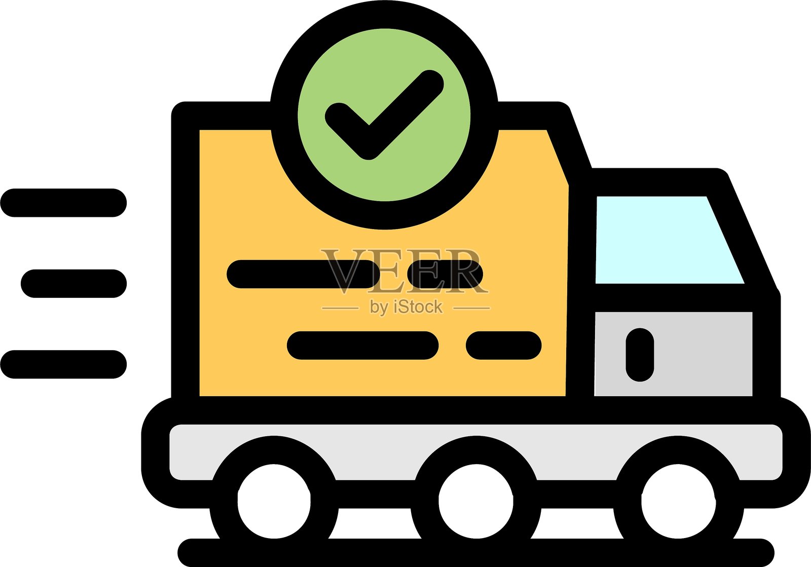 货车线路填充图标插画图片素材