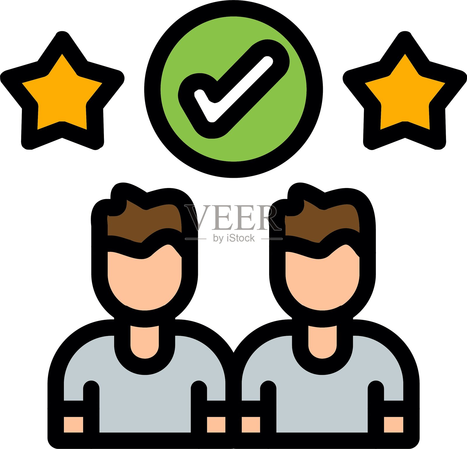 思想多样性线条填充图标插画图片素材