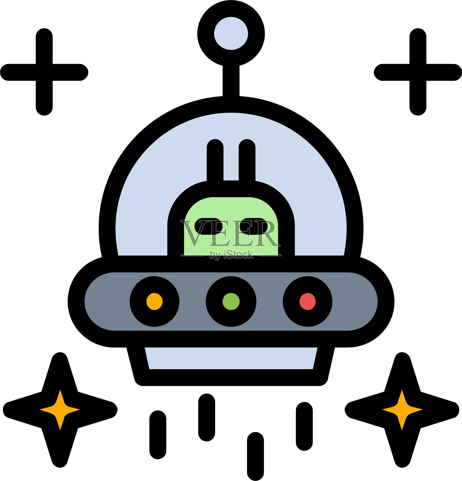 UFO追踪器线条填充图标插画图片素材