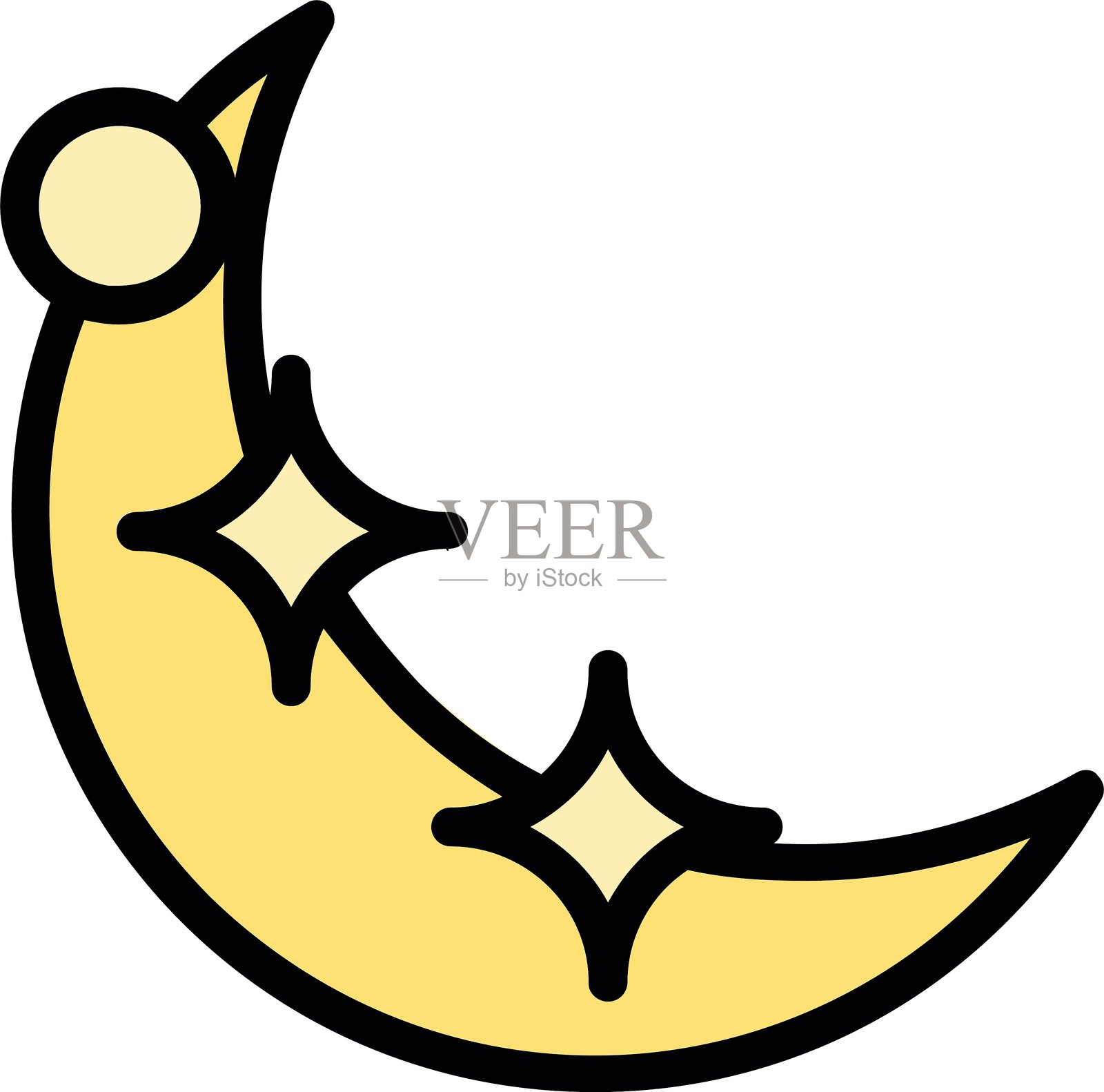 月相线条填充图标插画图片素材