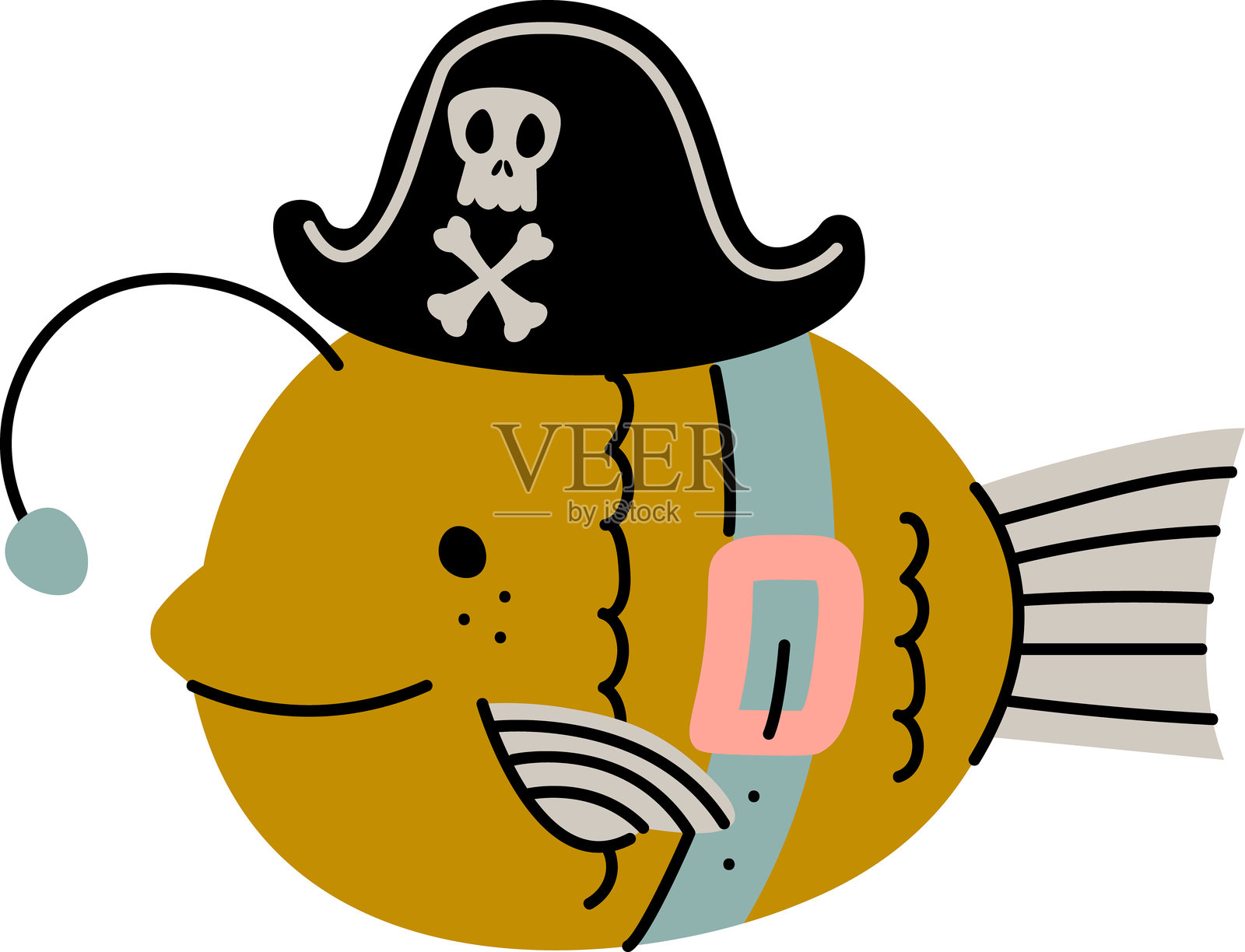 157个元素:海洋动物、海盗、水下角色插画图片素材