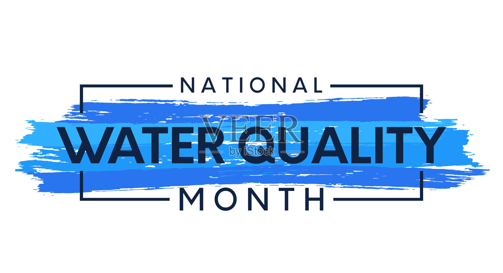 国家水质月水彩卡片,八月。矢量图插画图片素材