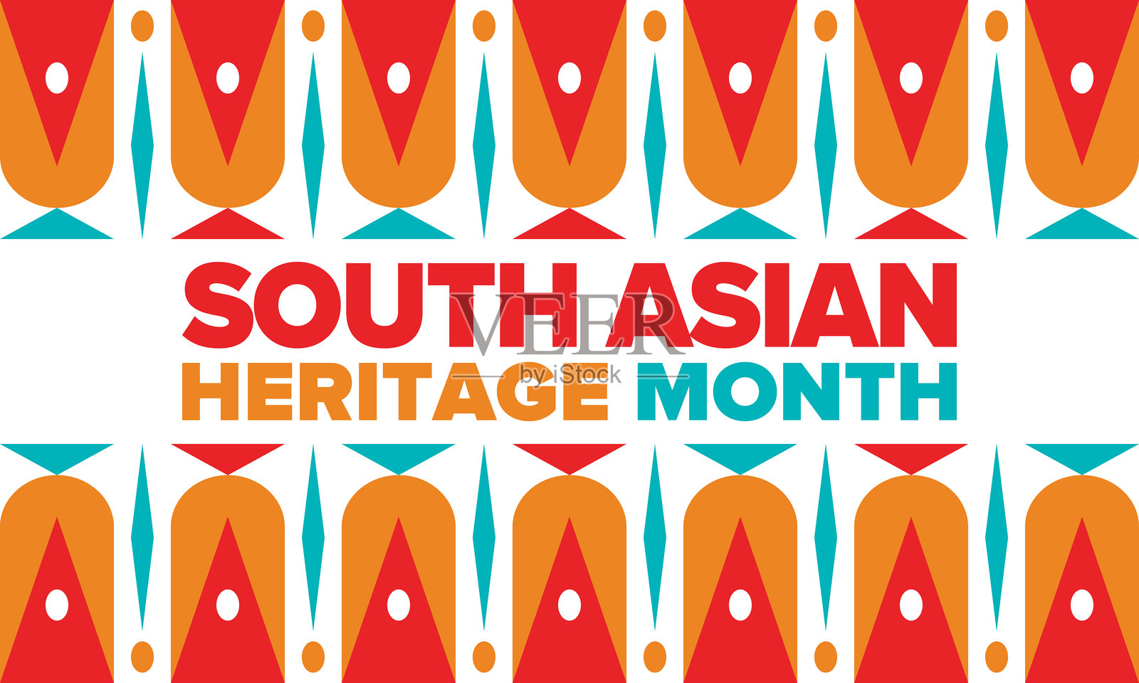 南亚遗产月。庆祝南亚多样的文化和历史。传统图案。创意艺术海报。矢量插图。插画图片素材
