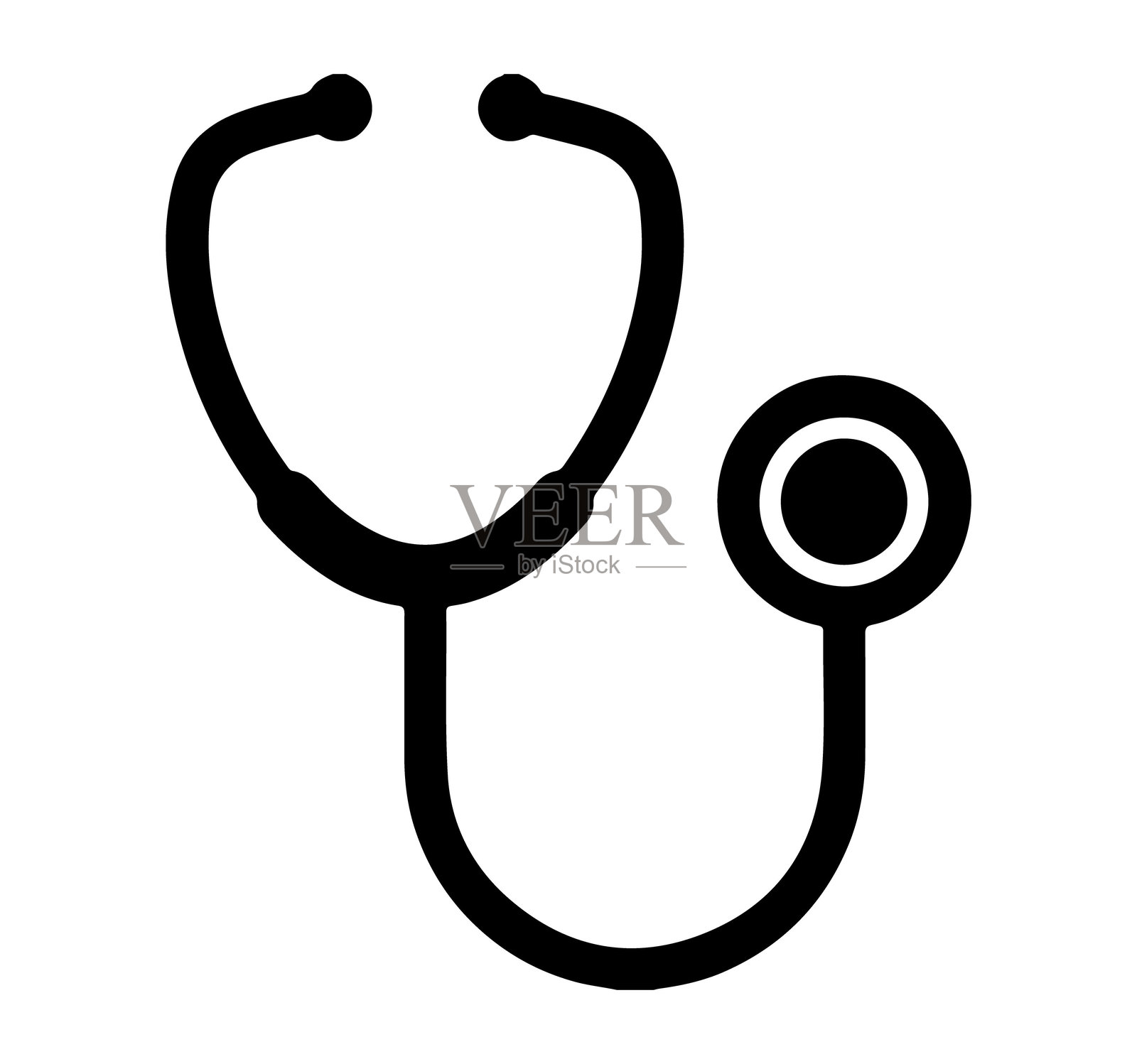 医疗听诊器图标,透明背景,扁平线条设计,矢量插图插画图片素材