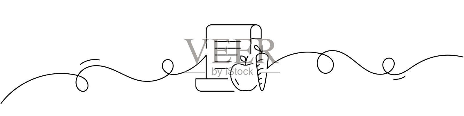 饮食规划图标的连续线条绘图。单线矢量插图插画图片素材