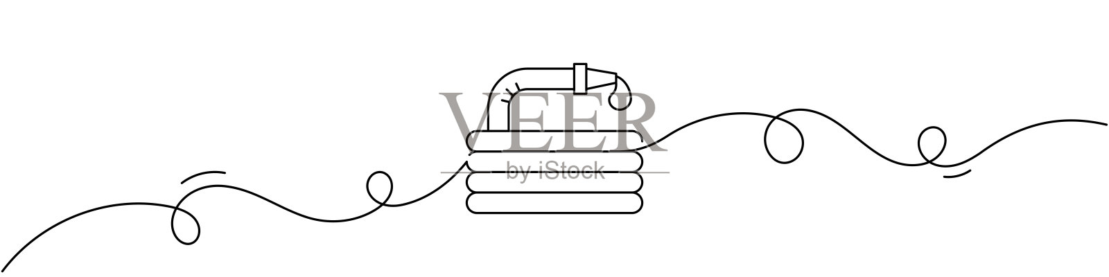 花园水管图标的连续线条绘图。单线矢量插图插画图片素材