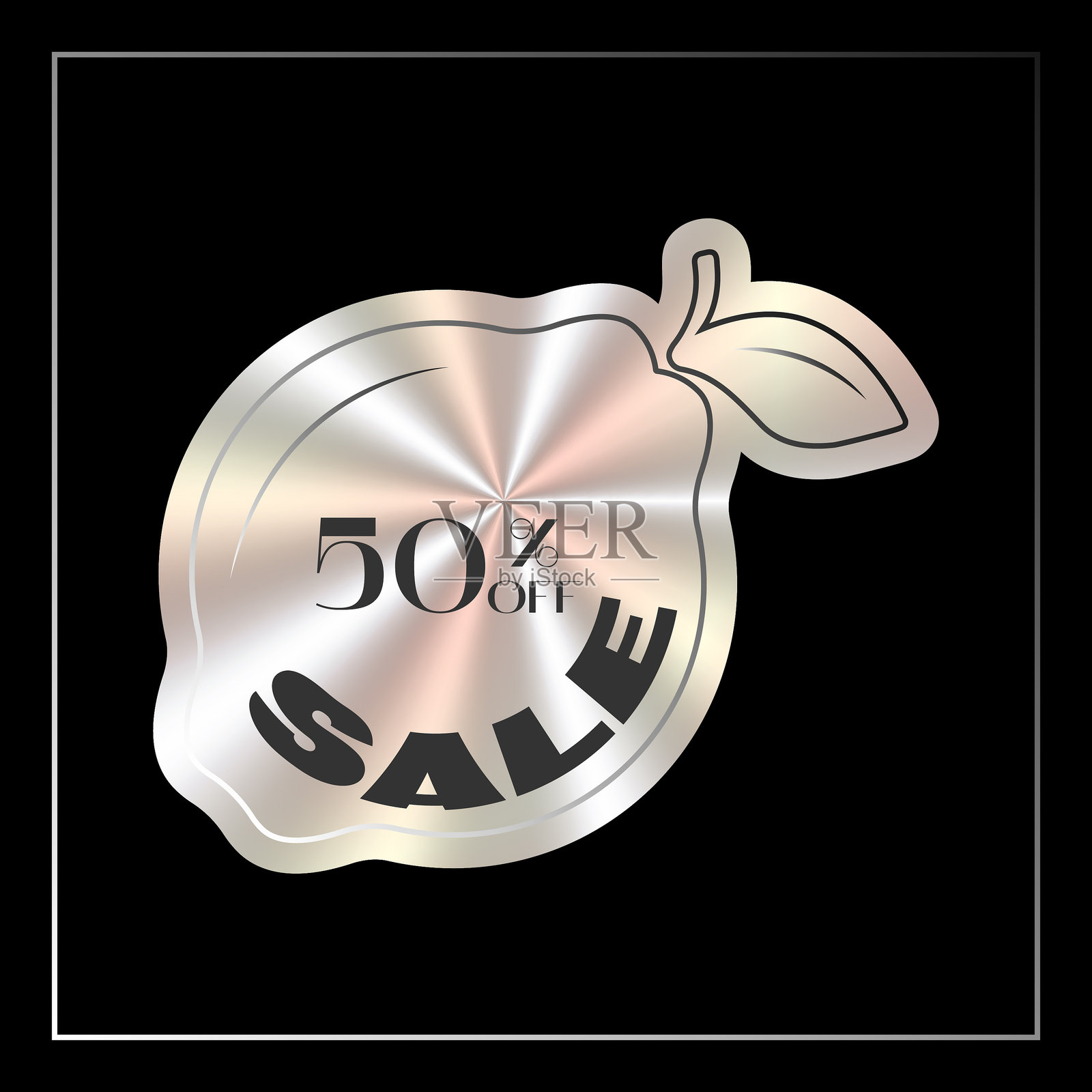 全息柠檬贴纸插画图片素材