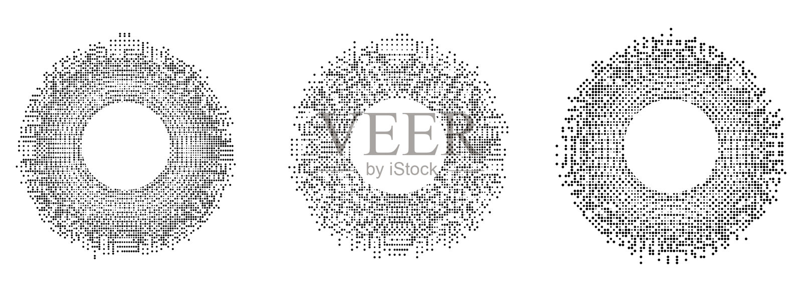 复古海报、标签和图形设计背景的磨砂半色调圆形矢量集插画图片素材