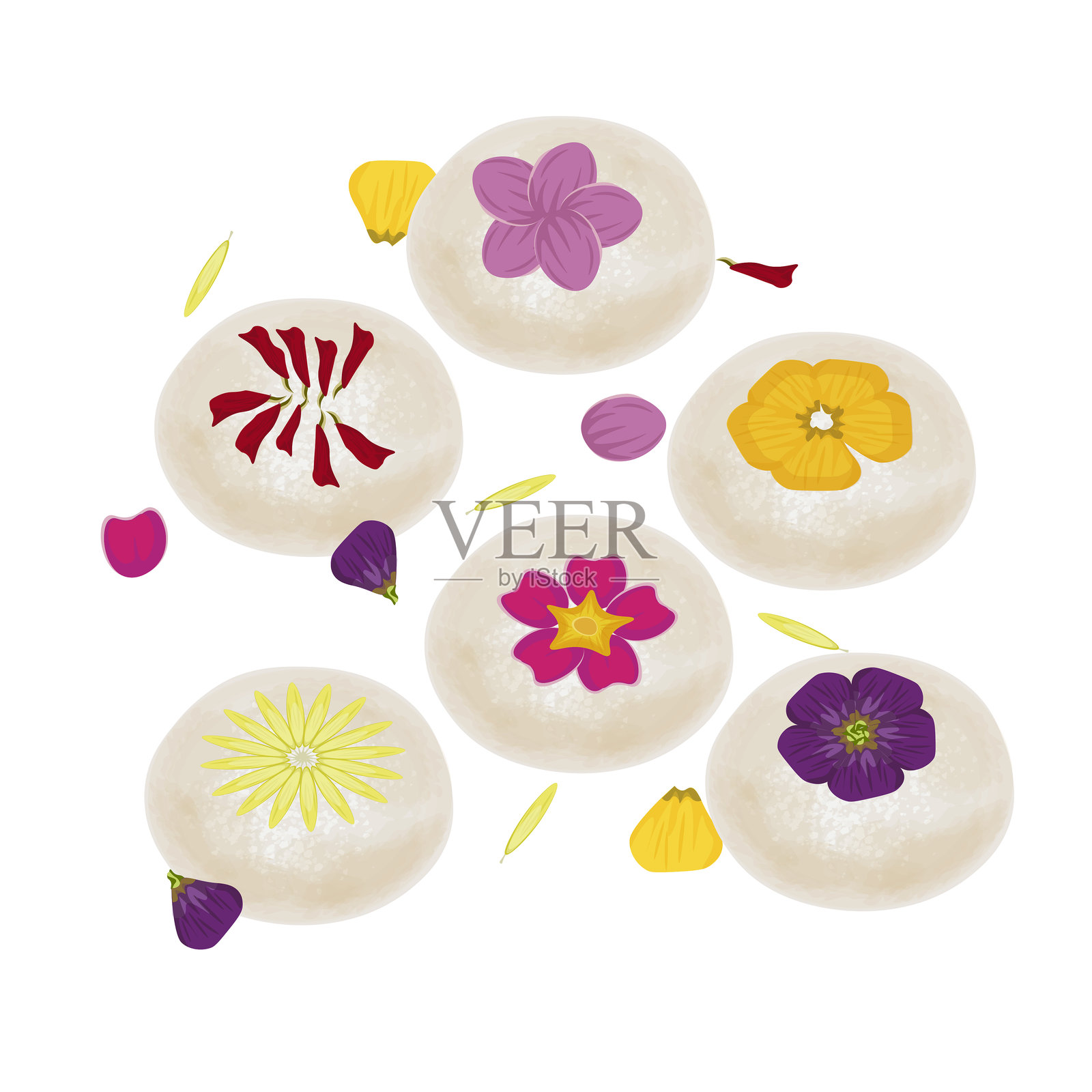 花瓣甜米糕孤立展示插画图片素材