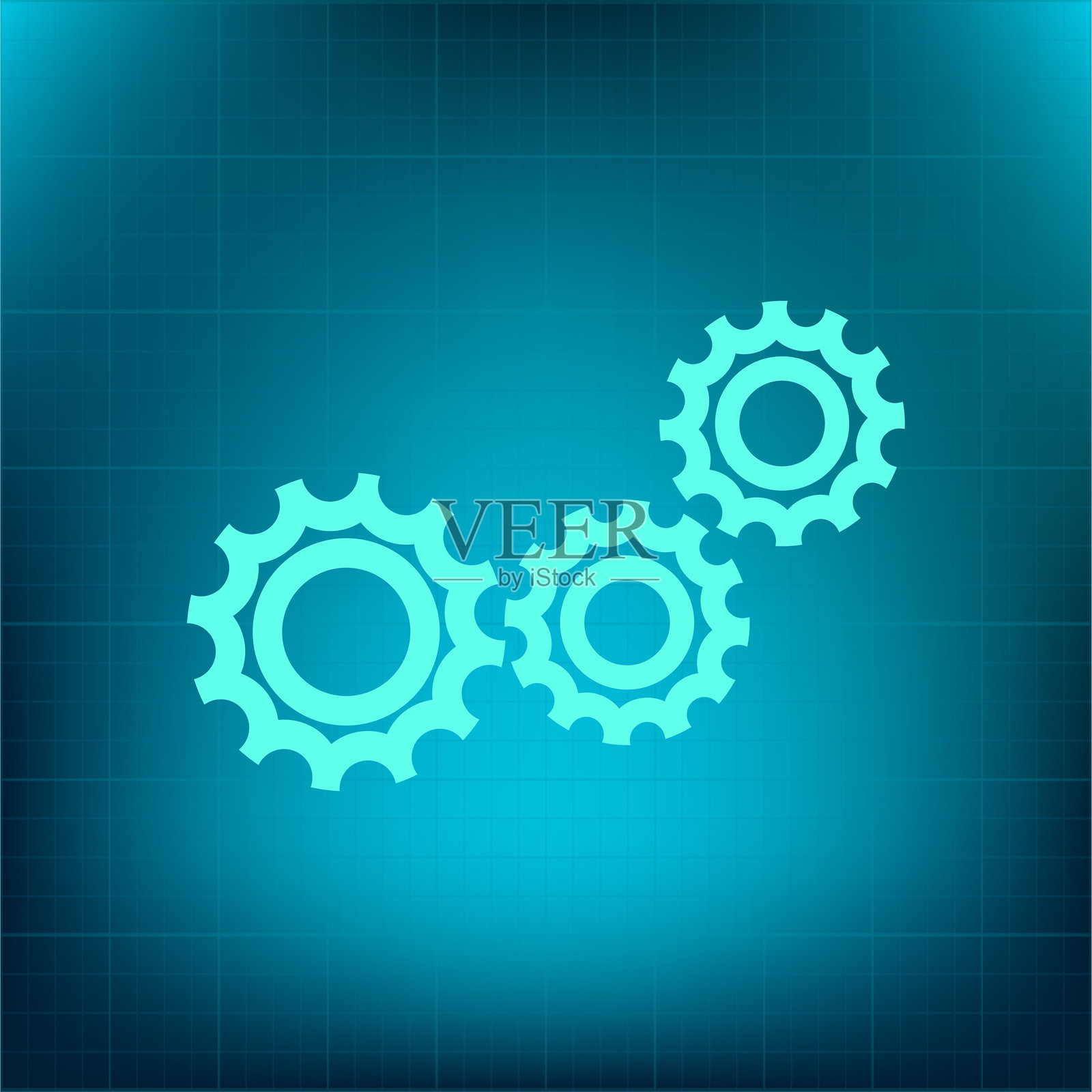 三个相互啮合的齿轮插画图片素材