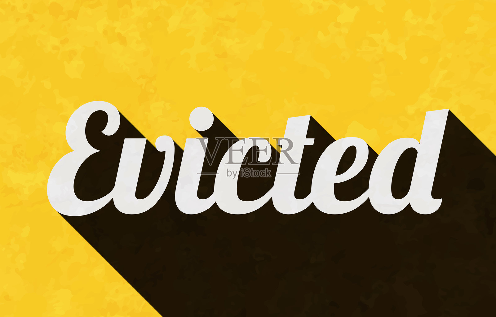 驱逐 - 带有长阴影的文字,背景为纹理黄色插画图片素材