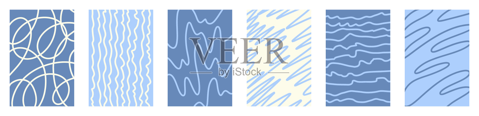 多彩波浪线矢量背景集。儿童涂鸦设计。时尚的涂鸦形状,扭曲的曲线,迷宫风格,抽象手绘元素,涡旋涂鸦,扭动的混乱曲线,复古艺术插画图片素材