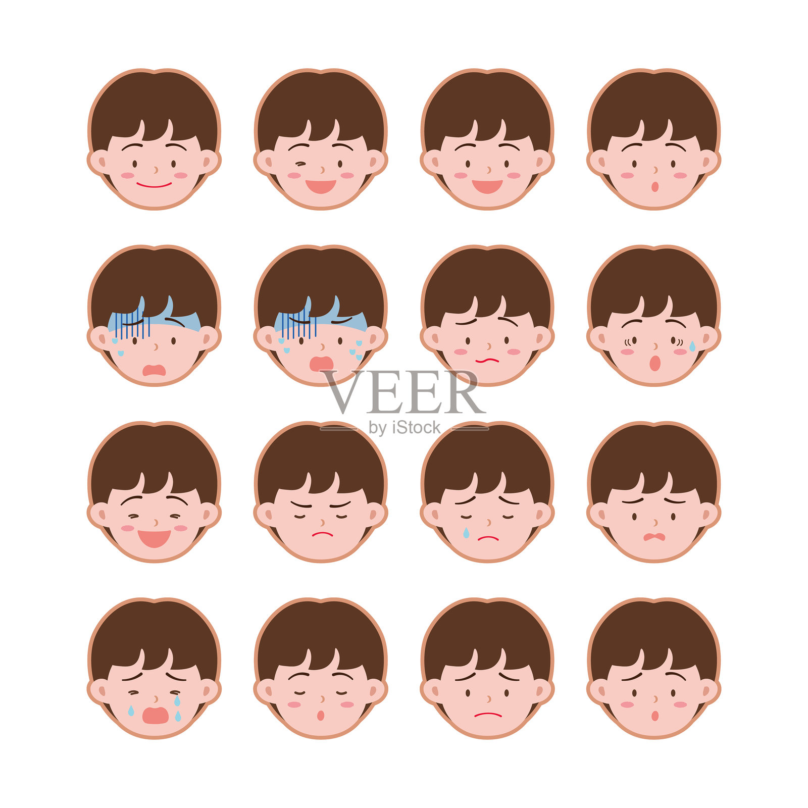 面部图标,许多小表情。插画图片素材