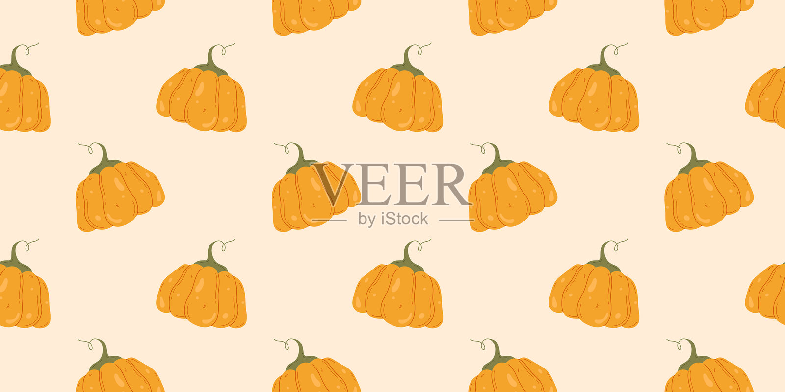 简单的橙色南瓜无缝图案插画图片素材