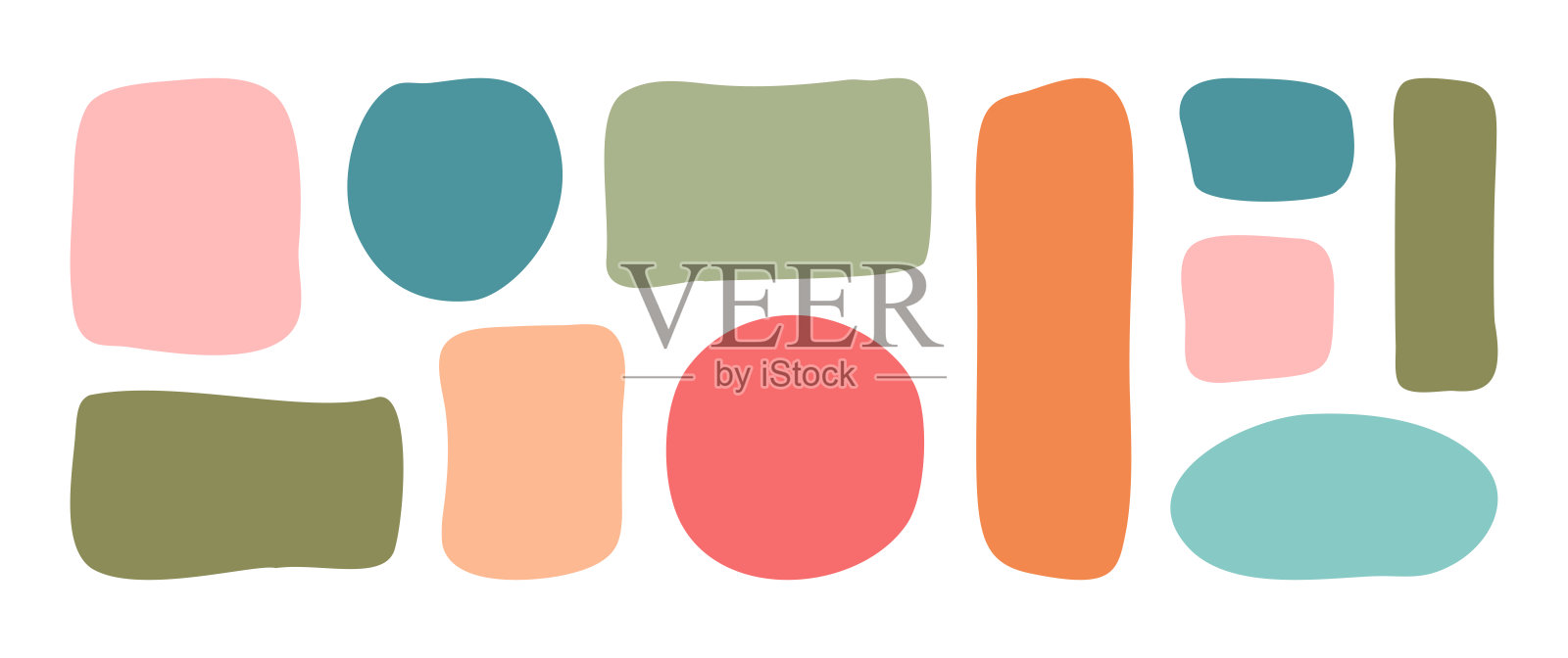 不规则的儿童文本框,有机形状边框,可爱的变形框架。儿童几何涂鸦图形。方形和矩形对话气泡,趣味手绘的独立图形,背景为白色。矢量图。插画图片素材