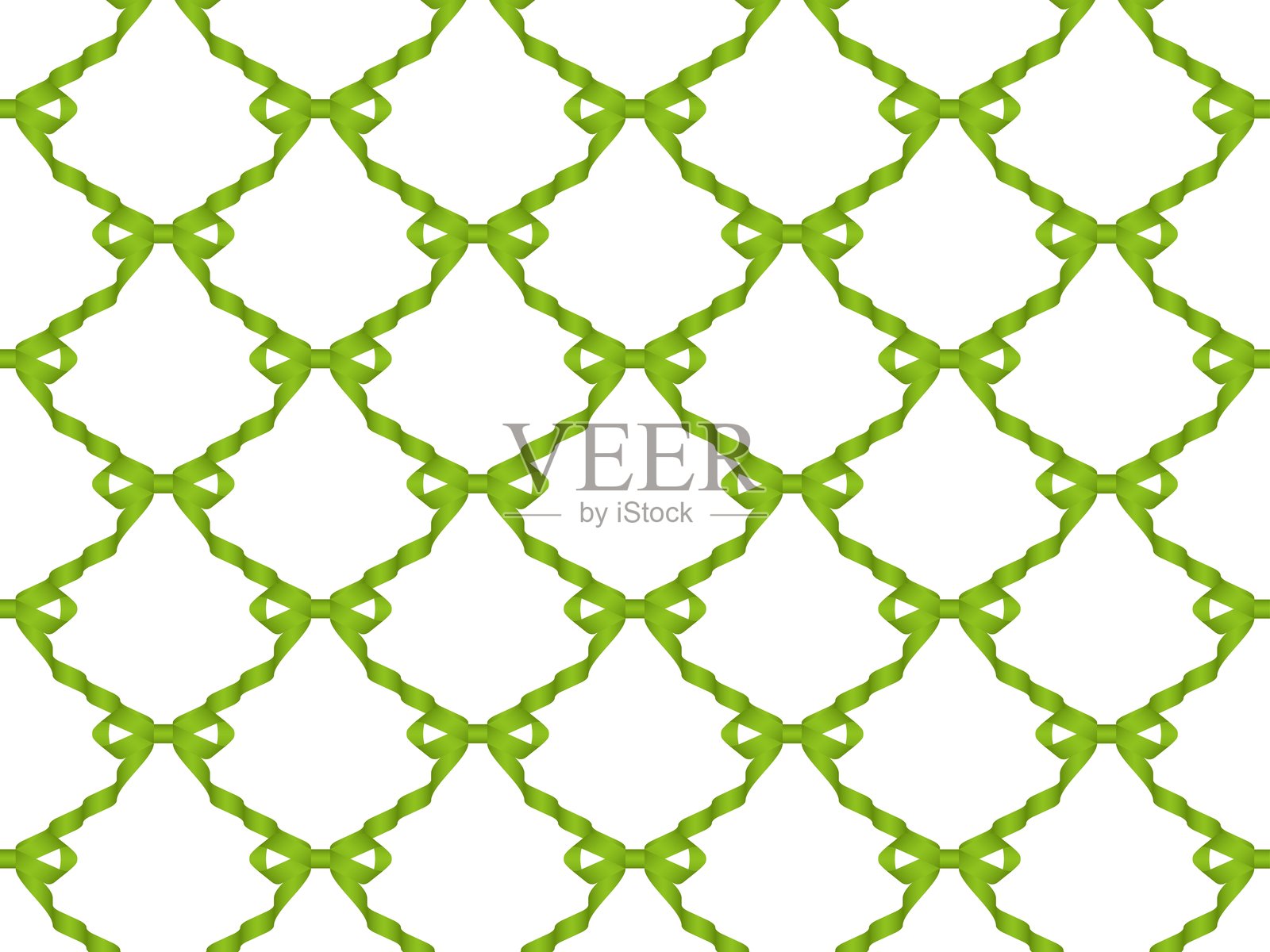 黄色绿色的丝带网格图案,4个插画图片素材