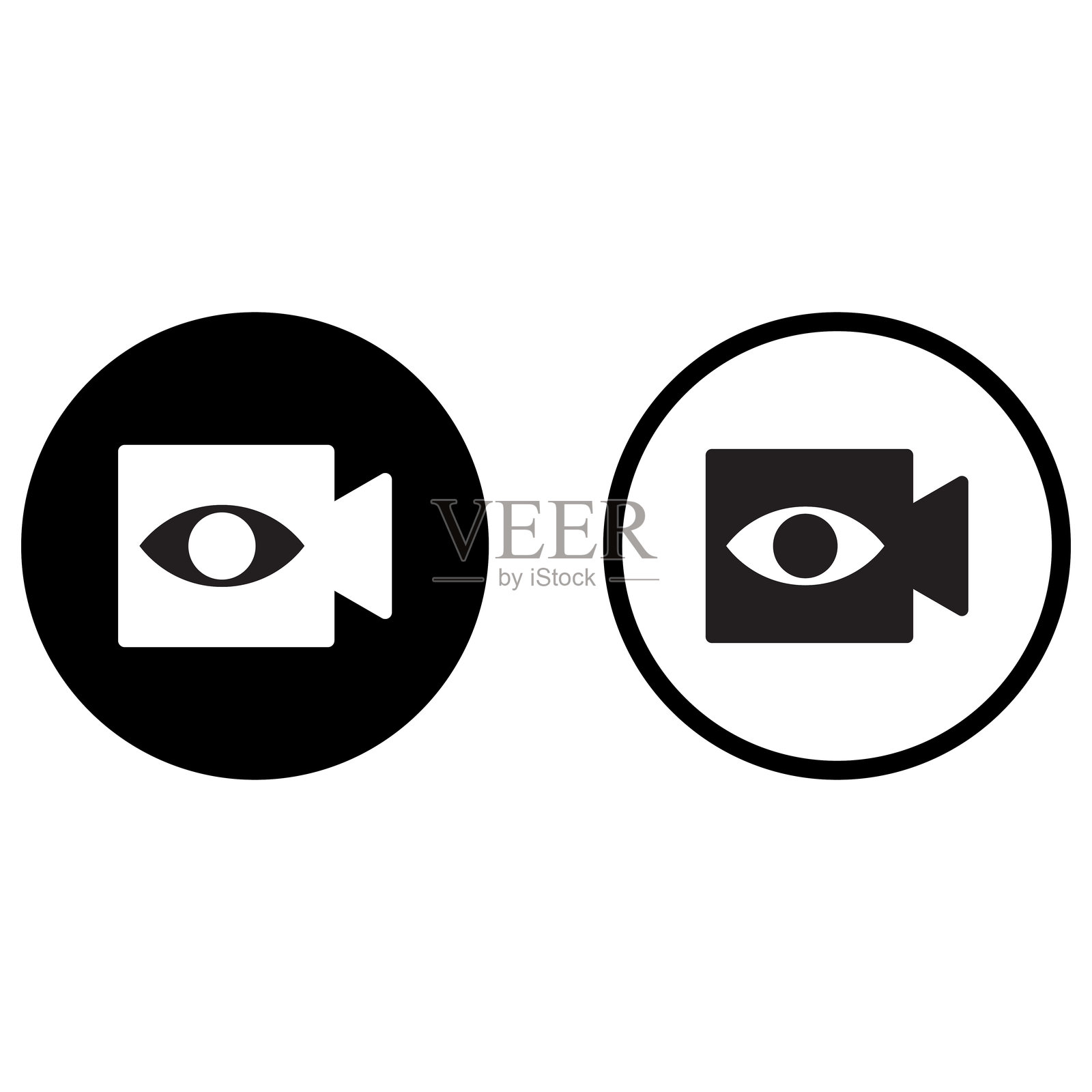 两种风格的直播视频图标集,孤立在白色背景上。矢量插图。插画图片素材