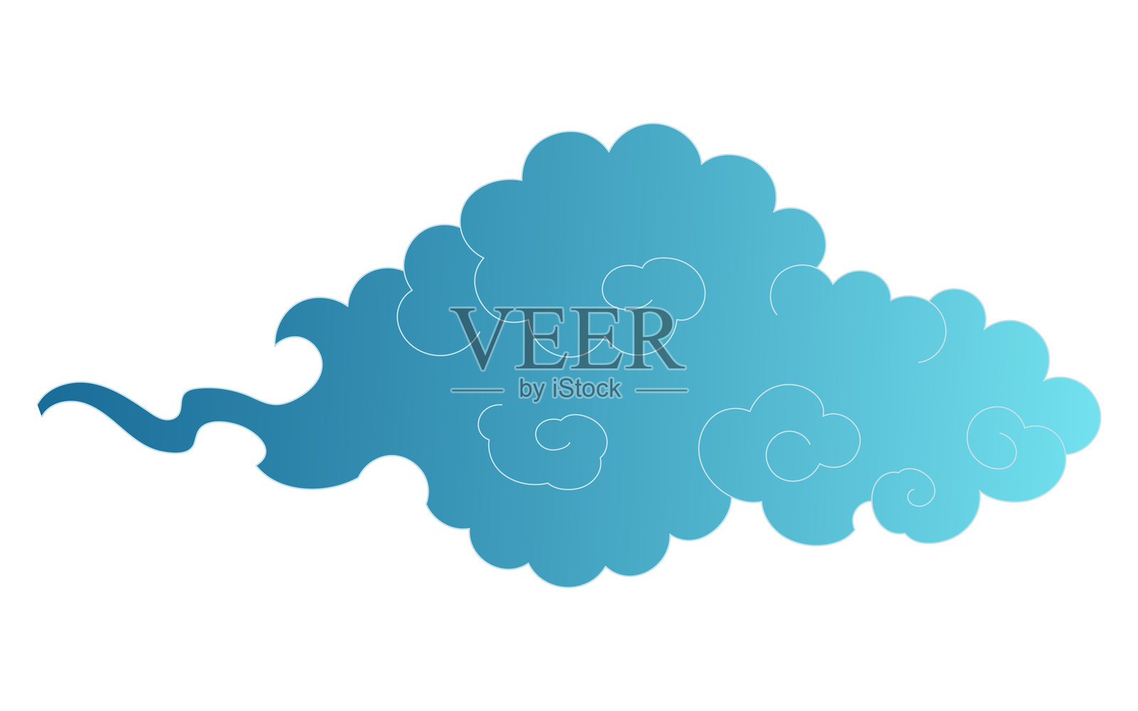 传统亚洲云,线条画,独立展示插画图片素材