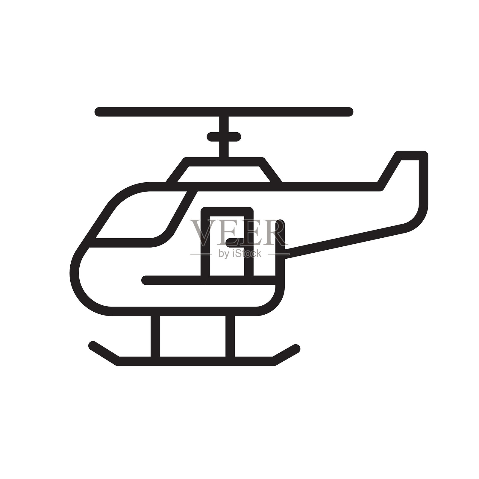 直升机轮廓图标。航空运输线条艺术符号插画图片素材