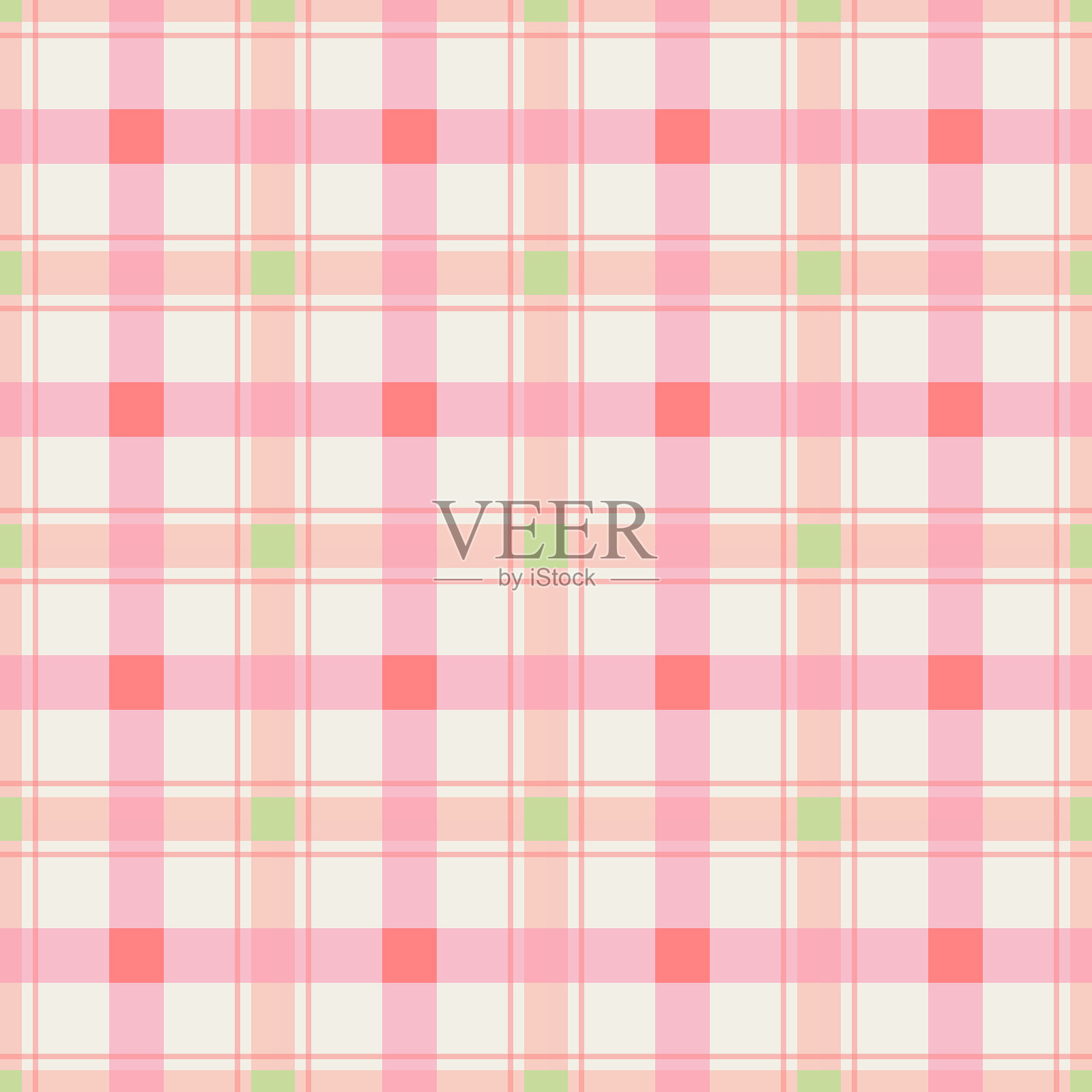柔和的粉色和绿色格子图案,完美适合温馨的设计插画图片素材