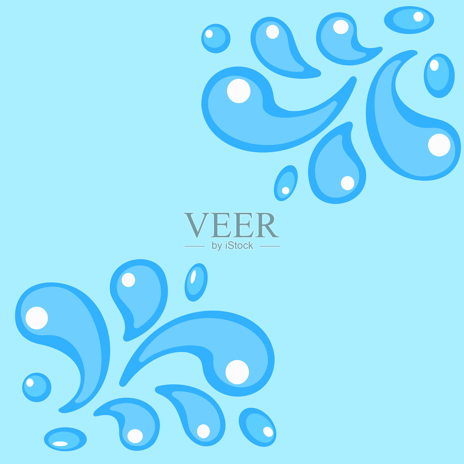 抽象的水滴从角落溅向中心插画图片素材