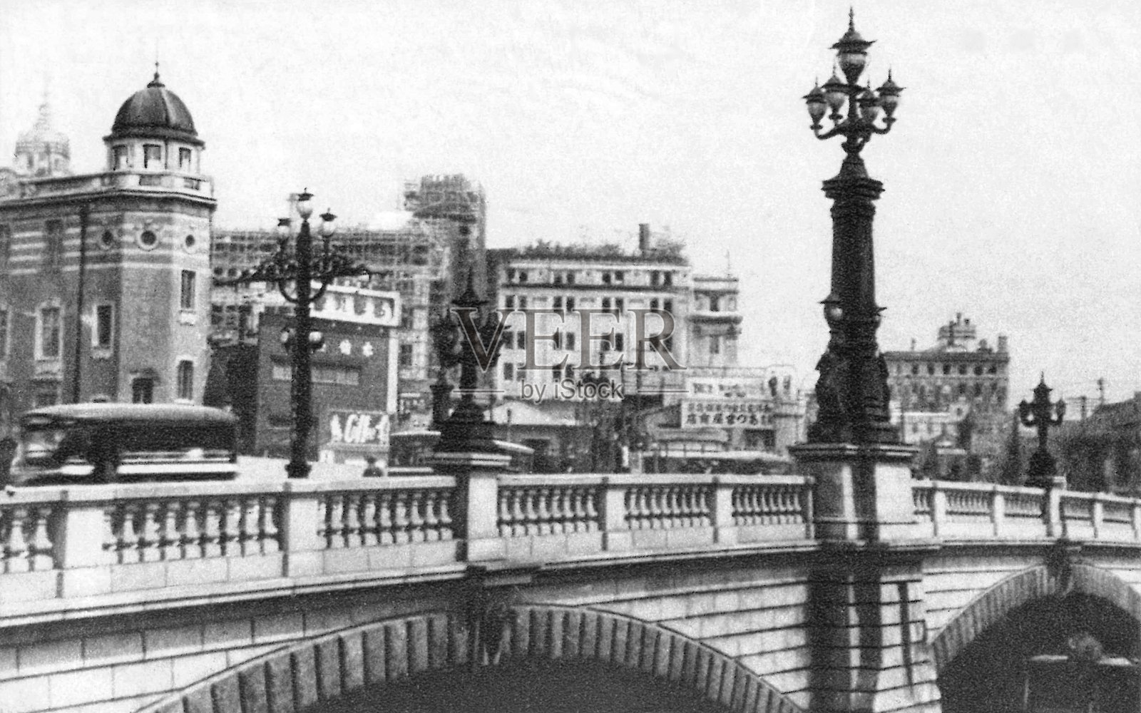 1932年日本东京日本桥的复古照片照片摄影图片