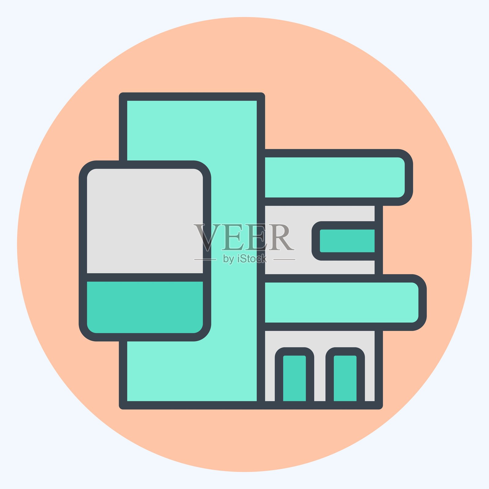 图标公司办公室。与行业符号相关。色彩搭配风格。设计可编辑。插画图片素材