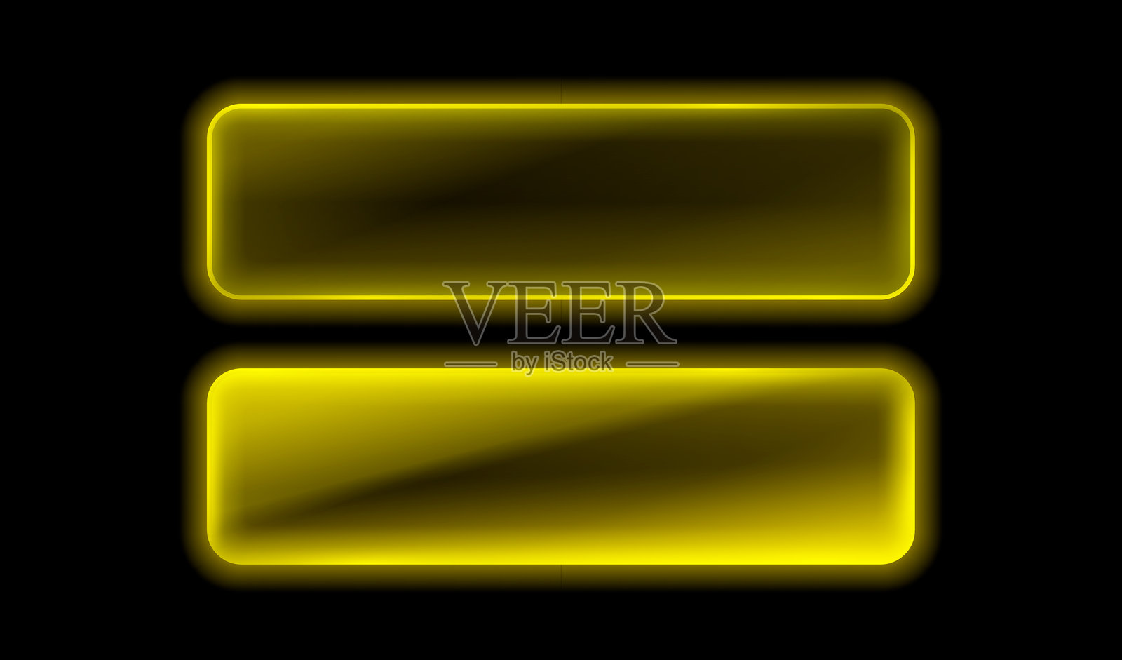 霓虹按钮框,黄色设置,黑色背景。矢量插图插画图片素材