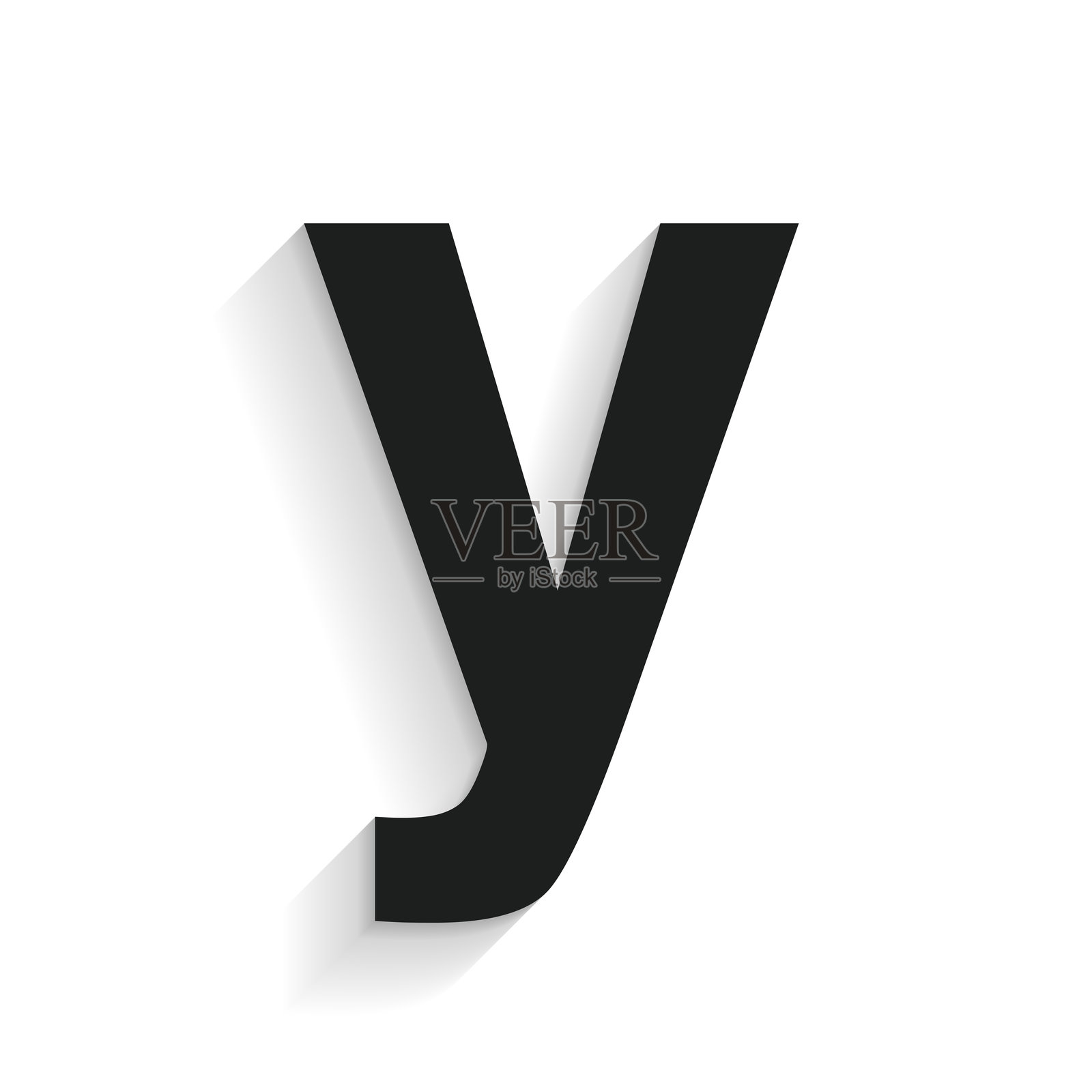 字母y。带长阴影的图标,背景为白色插画图片素材