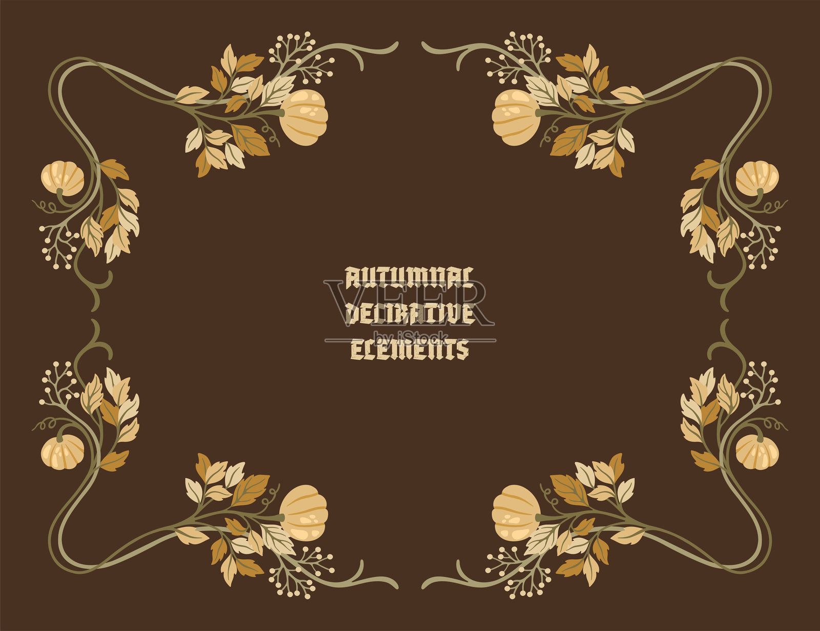 秋季新艺术风格的框架、角落和边框。季节性复古装饰。矢量图。插画图片素材