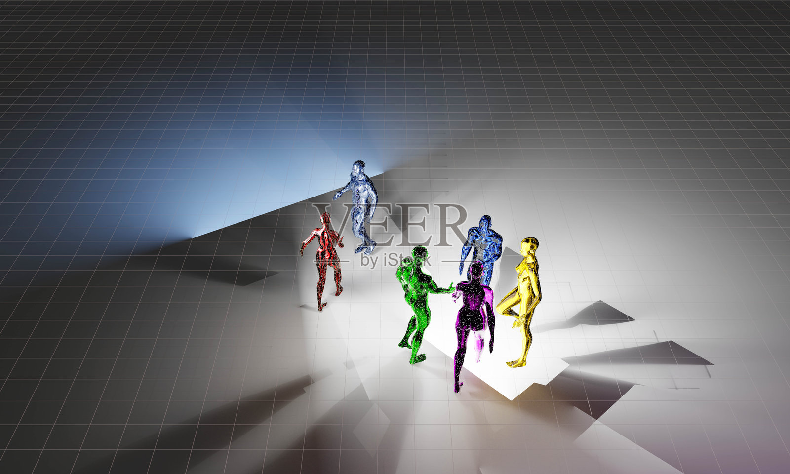 金属人们在虚拟空间中聚集照片摄影图片