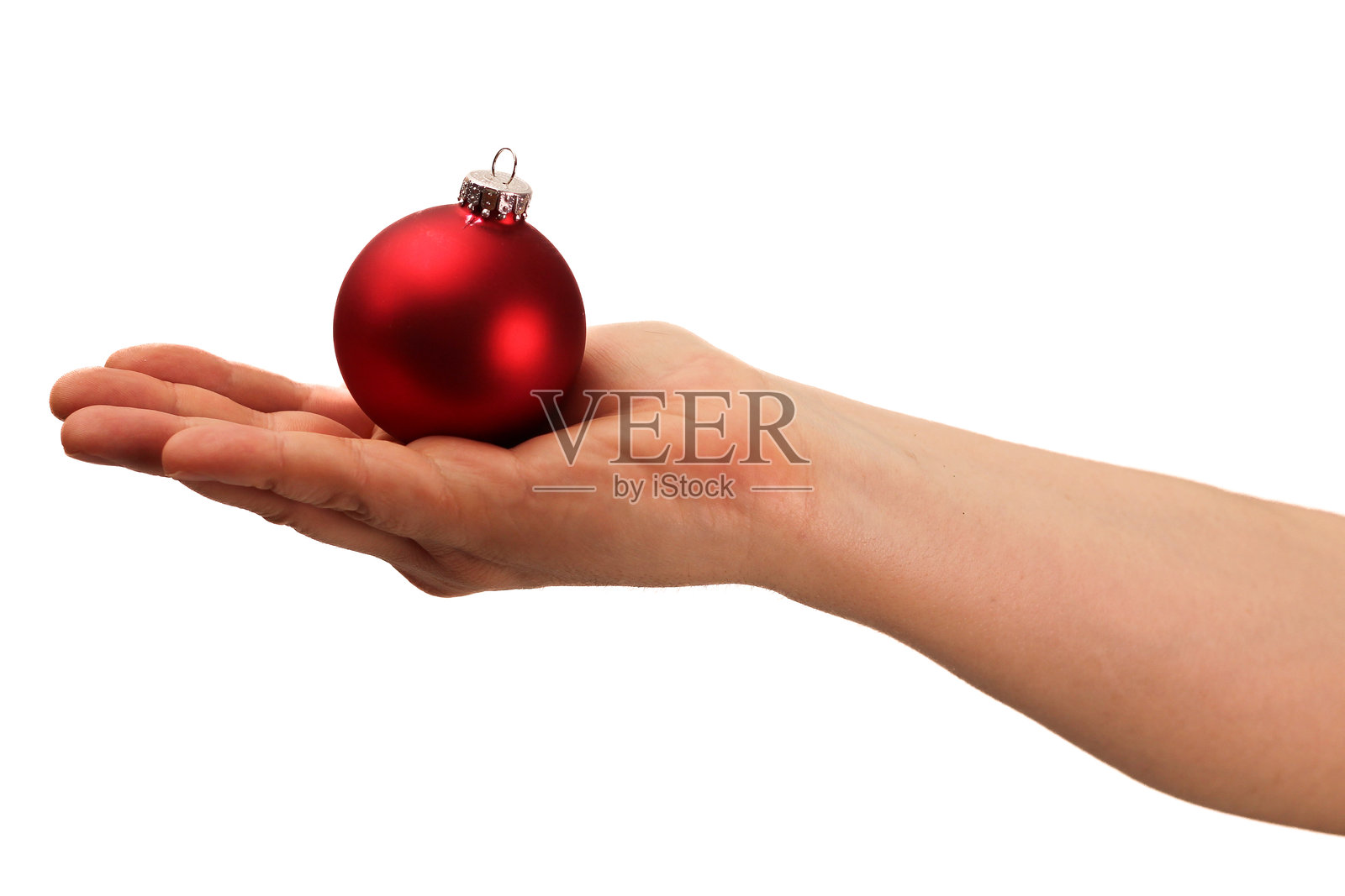 红色装饰品在白色背景上展示照片摄影图片