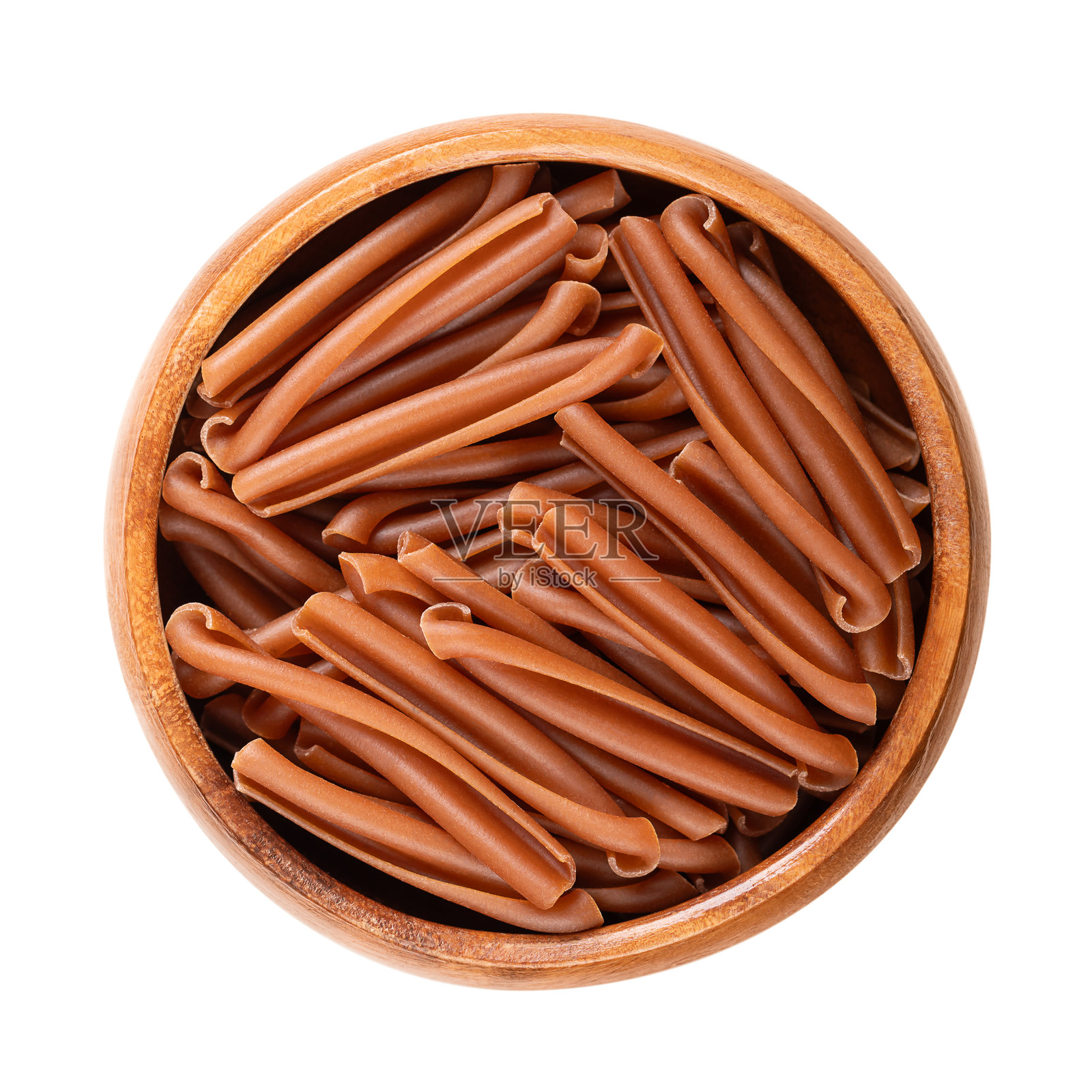 Casarecce意面,木碗中的无麸面食照片摄影图片