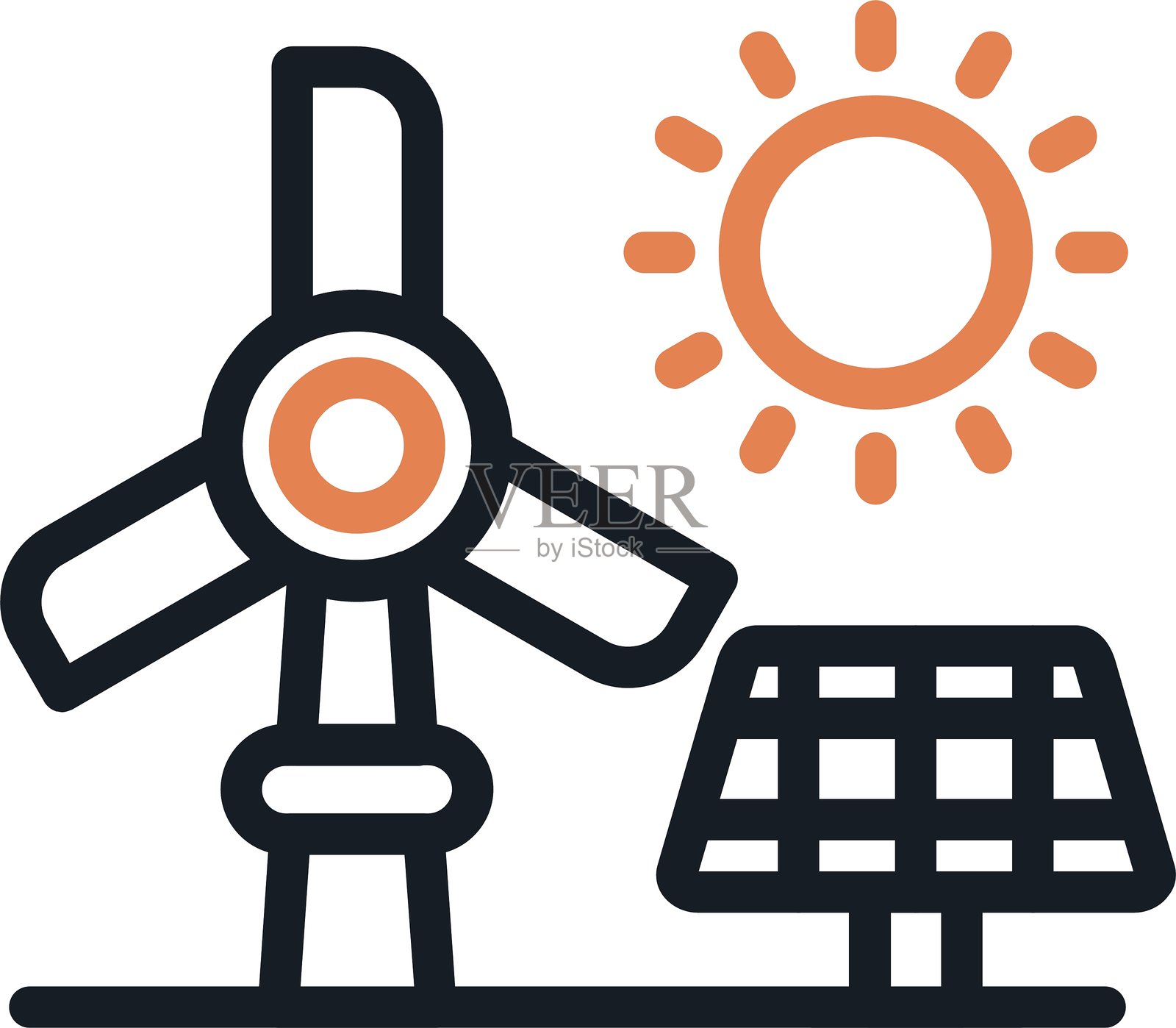 可再生能源线路图标插画图片素材