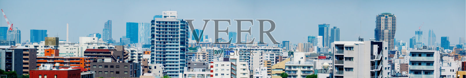 晴朗日子的东京天际线全景照片摄影图片