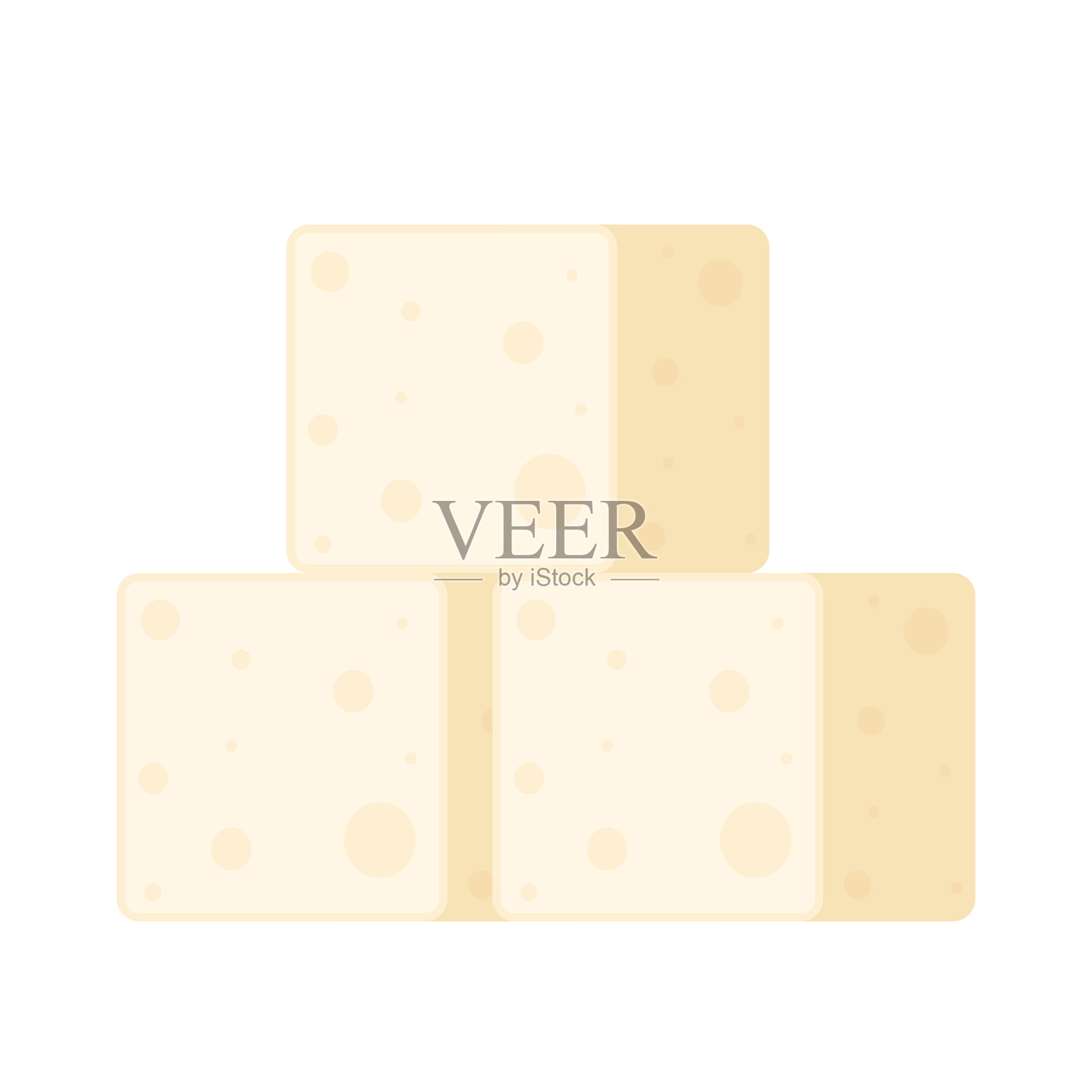 白色豆腐矢量图。卡通风格的豆腐,背景为白色。素食营养,健康食品。插画图片素材