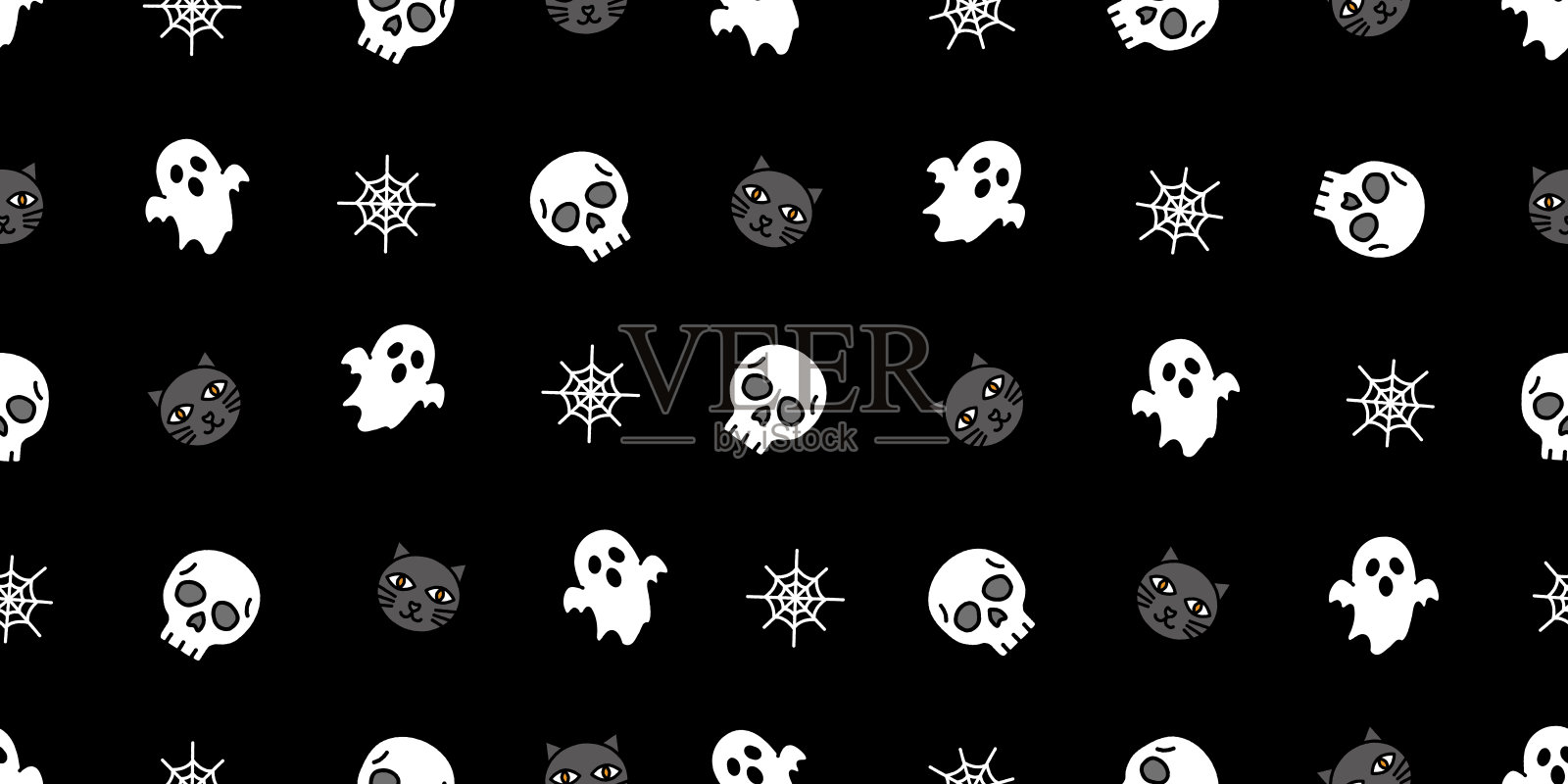 万圣节图标的无缝图案背景设计插画图片素材