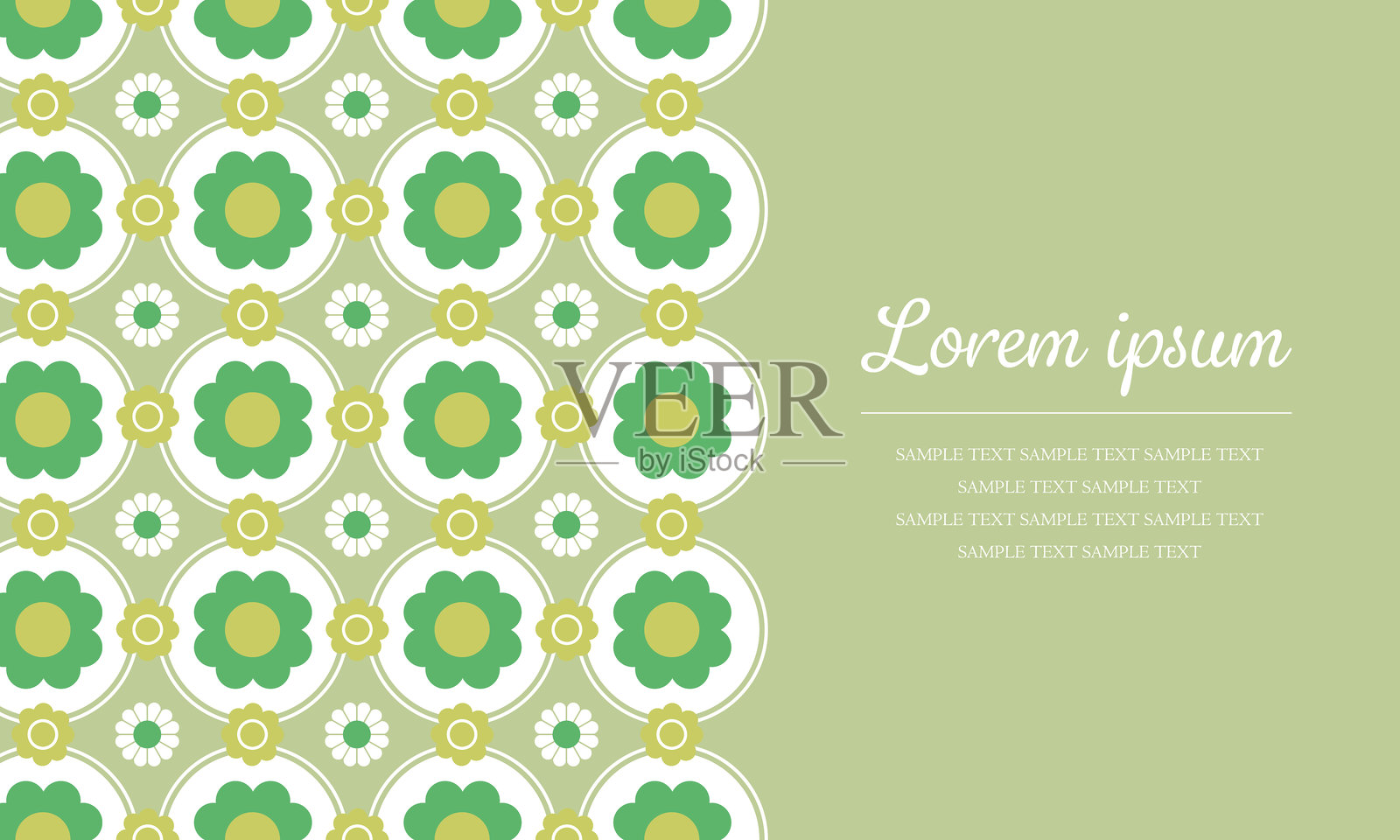 70年代复古现代花卉图案和留白矢量插图插画图片素材