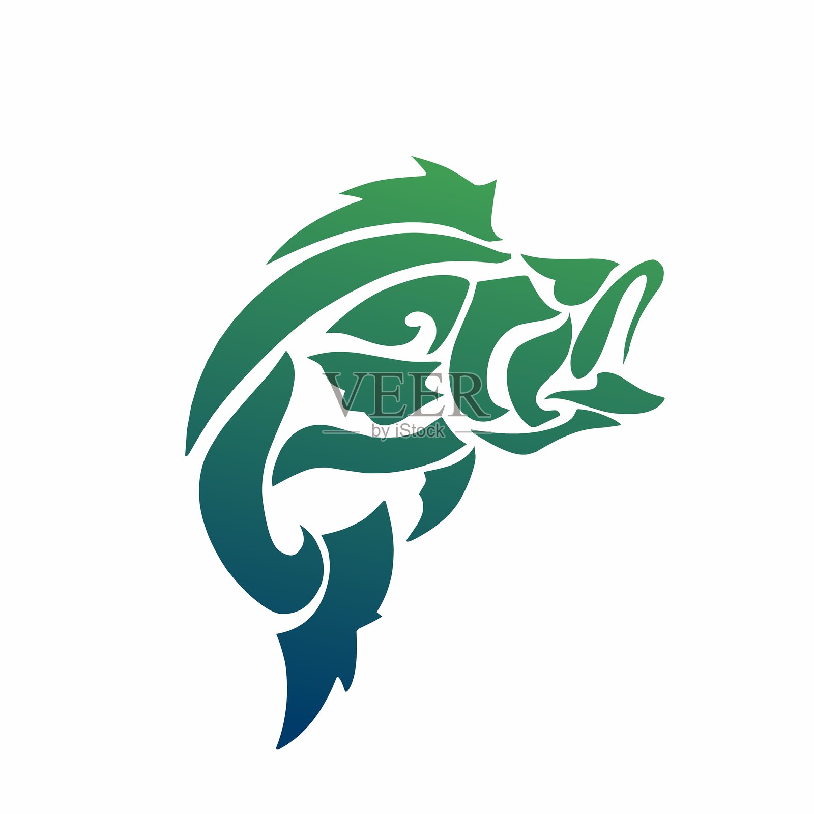 抽象部落艺术鱼的插图设计。插画图片素材