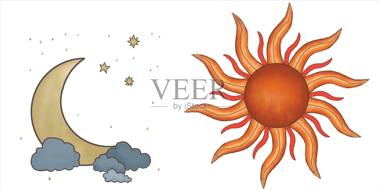 太阳和月亮插画图片素材