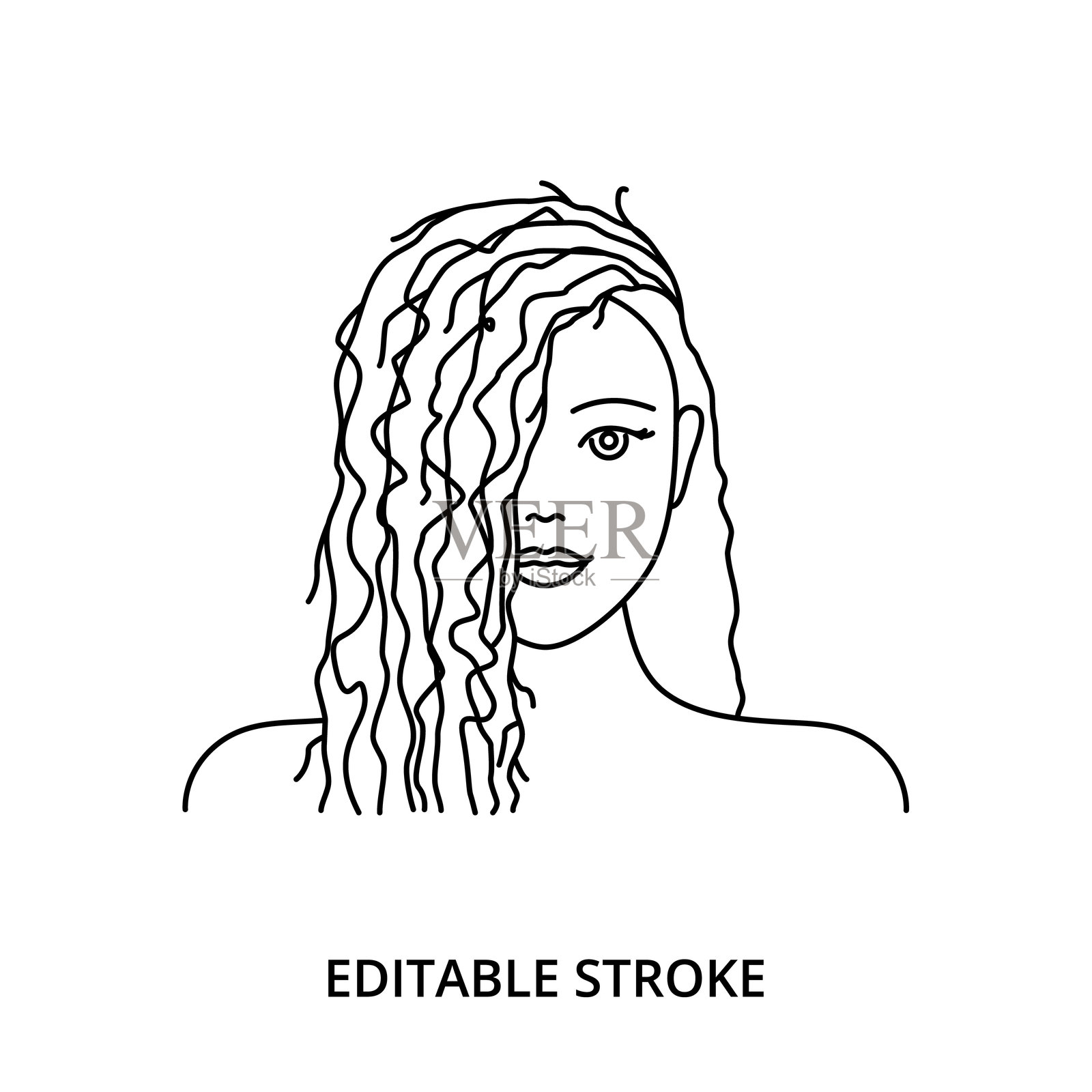 Brittle, Dry, Tangly hair vector icon, editable stroke插画图片素材