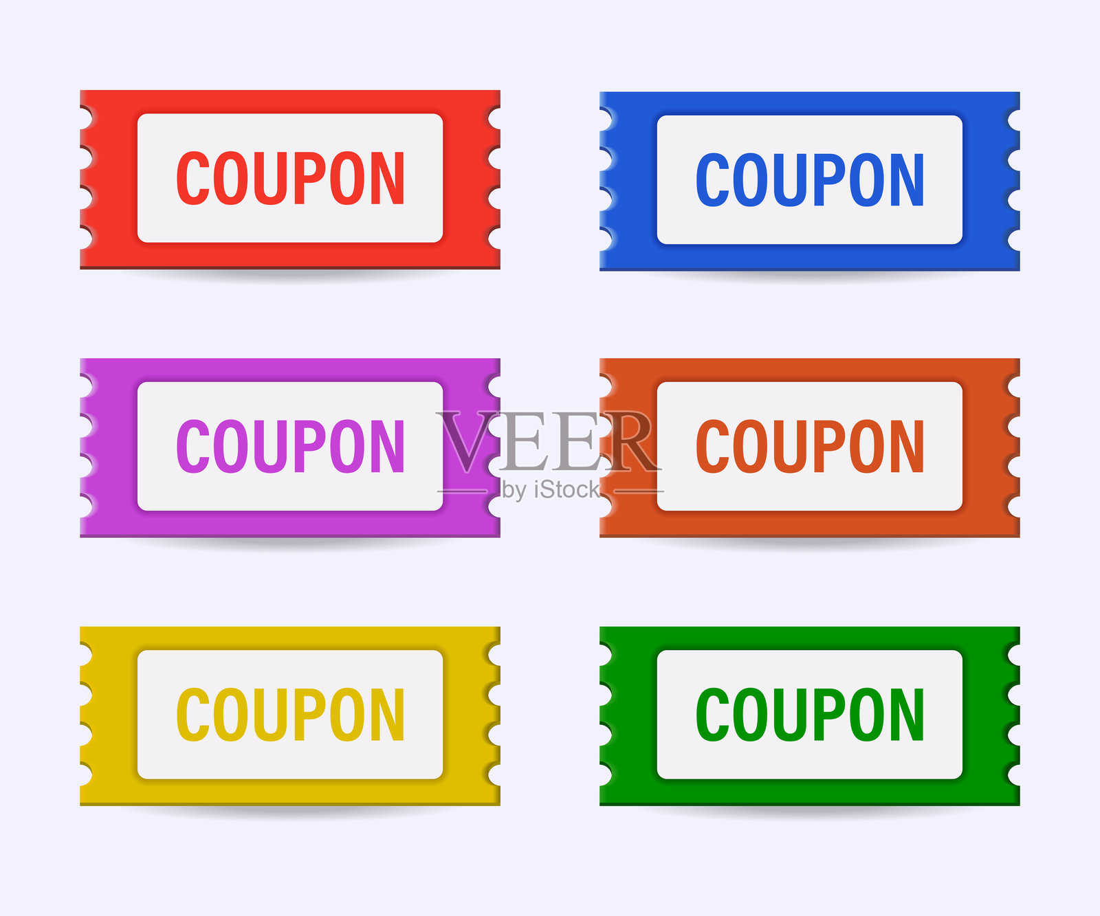 一组3D空白优惠券。矢量现实主义优惠券信头设计,折扣券和礼品券。矢量插图。插画图片素材