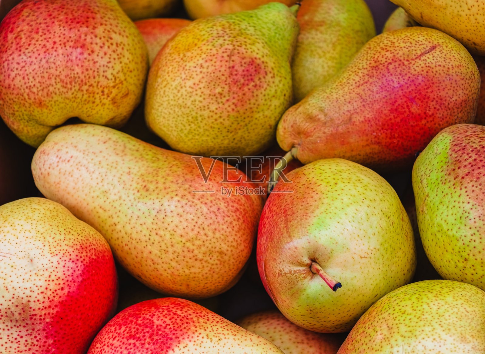 新鲜多汁的梨子在生动的展示中 - 高分辨率背景,适合营销、社交媒体和数字推广照片摄影图片