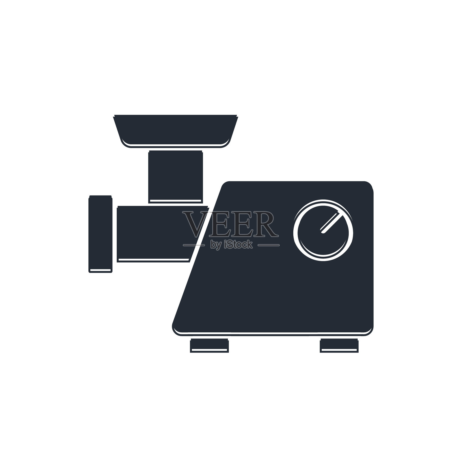 黑色厨房肉类绞肉机图标,背景为白色。矢量图。插画图片素材