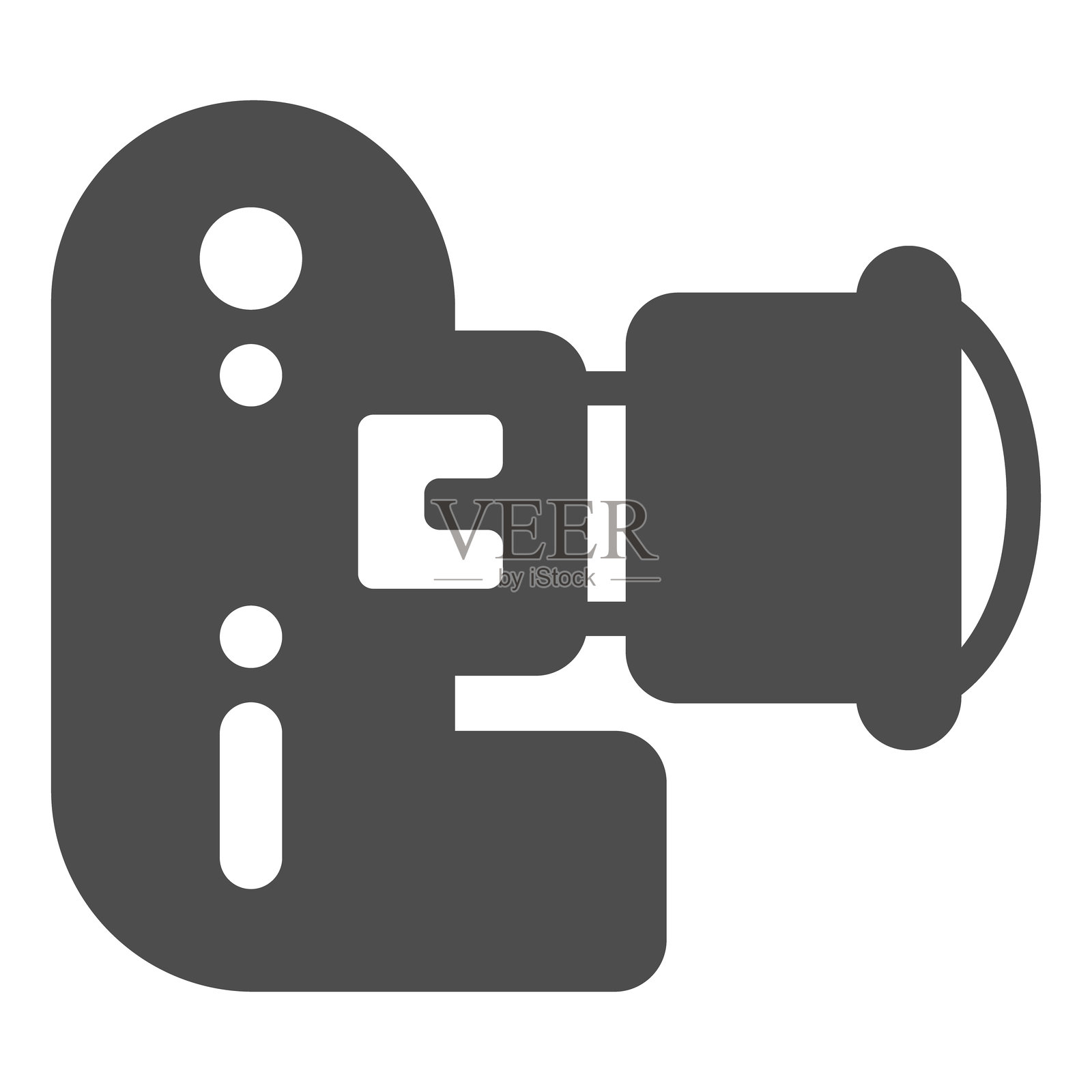 胶卷相机带按钮和镜头的实心图标,光学设备概念。矢量图形。白色背景上的照相机标志,适用于移动或网页设计的图形风格图标。插画图片素材