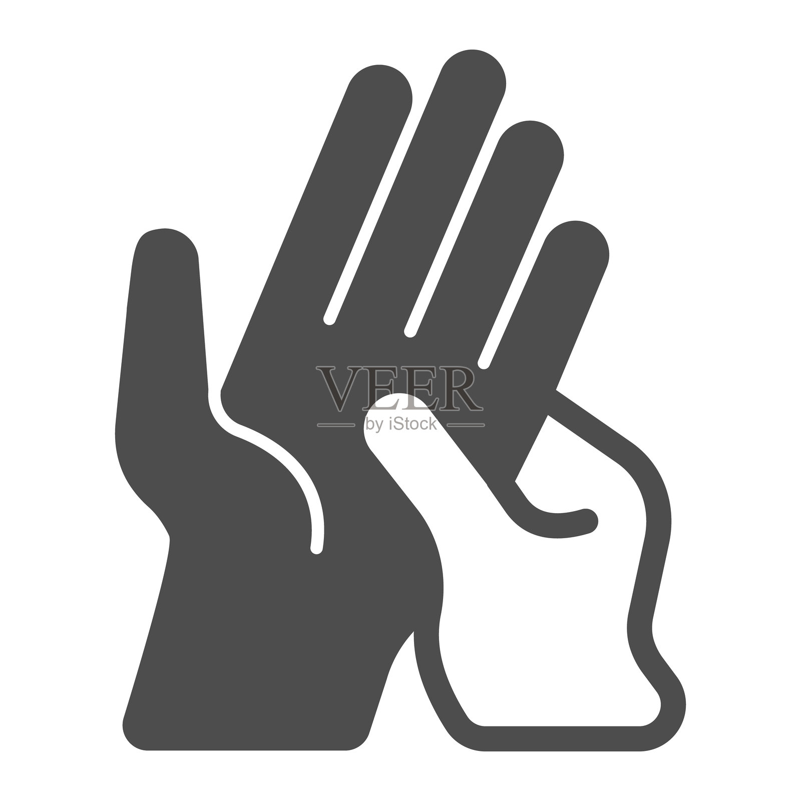 手掌按摩,两只手的实心图标,水疗按摩概念。矢量图形。人手按摩艺术,白色背景上的治疗标志,适用于移动或网页设计的图形风格图标。插画图片素材