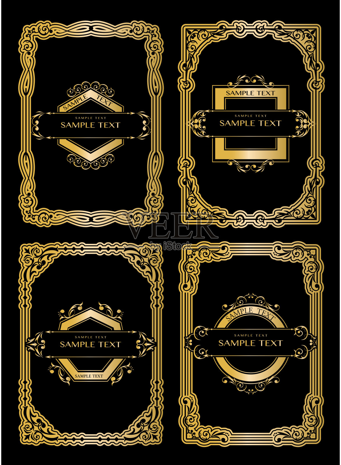 古董复古装饰框架插画图片素材