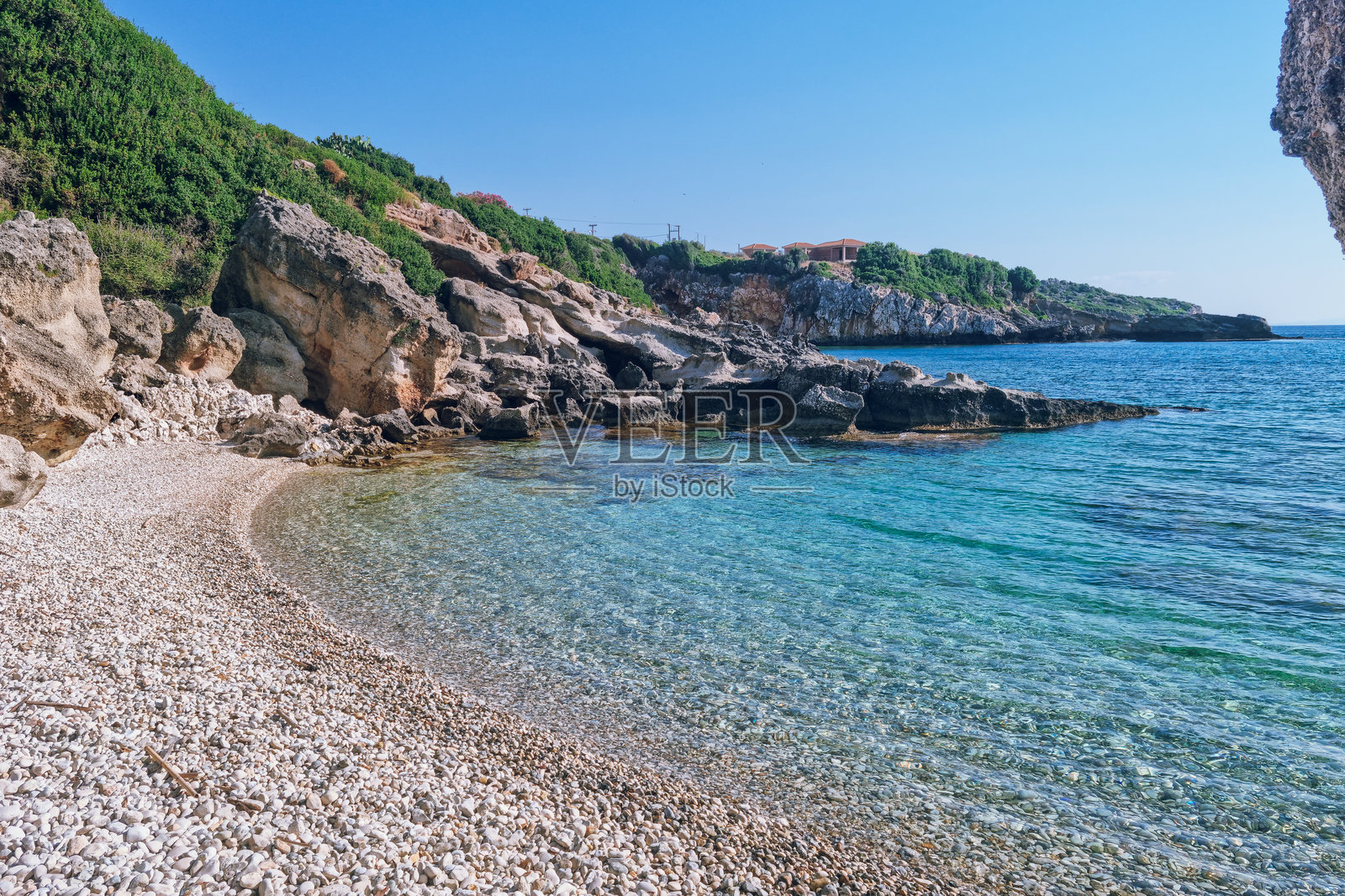 波尔托斯卡拉海滩的碧绿海水 - 南凯法利尼亚最佳浮潜海滩,靠近波罗斯和斯卡拉,希腊凯法利尼亚岛照片摄影图片