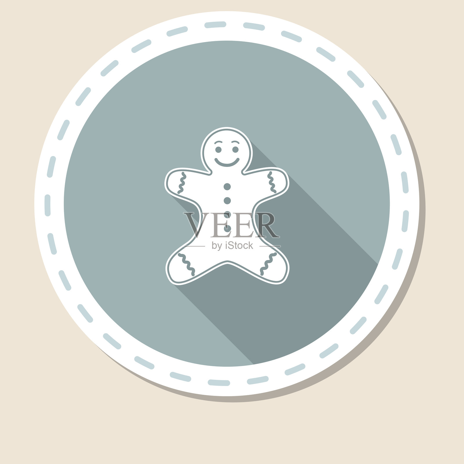 圆圆的贴纸上可爱的圣诞图标插画图片素材